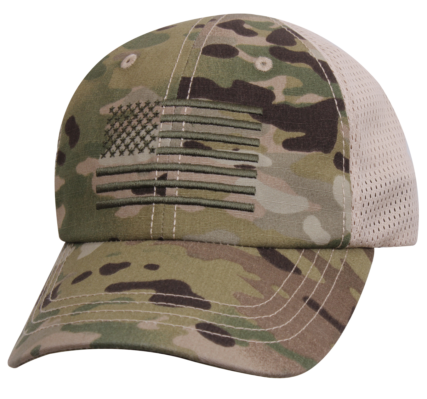 Rothco Rothco Tactical Mesh Back Cap With Embroidered Us Flag - Multicam