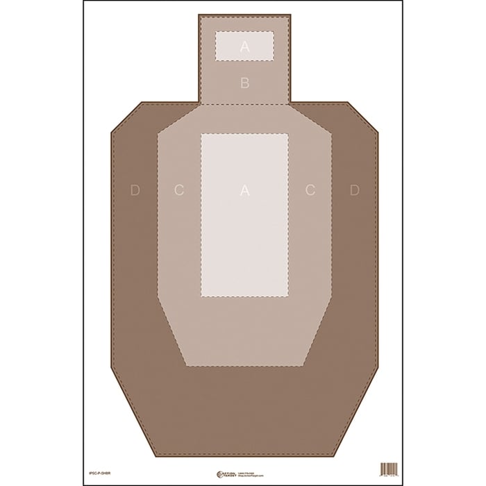 Action Target IPSC Paper Target w/Visible Scoring Zones, White/Brown - Action Target