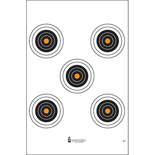 Action Target 5-Bullseye Target, Black/Orange - Action Target