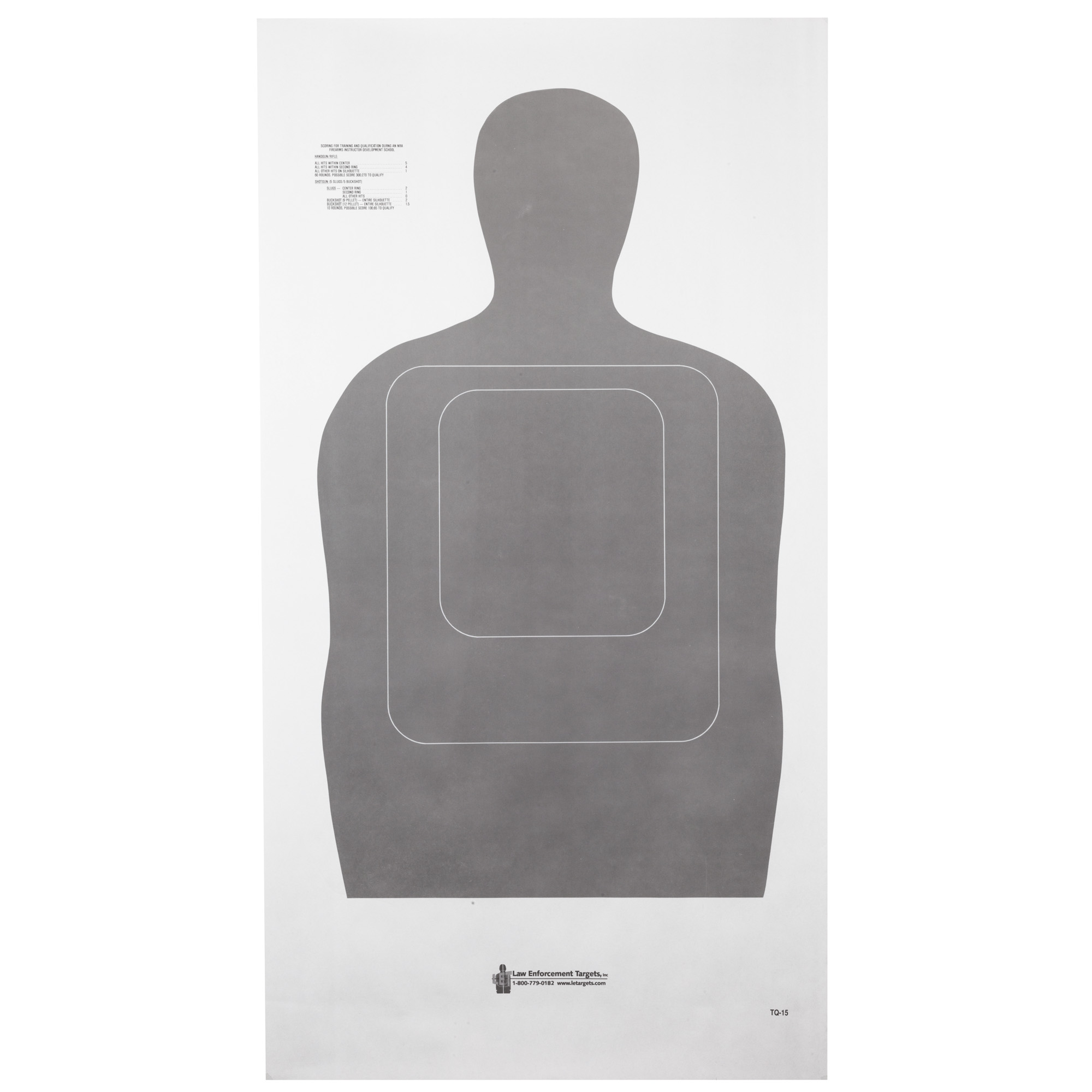Action Target Standard Target, 25-Yard Silhouette, 24"x45", 100 Per Box - TQ-15GRAY-100 - Action Target