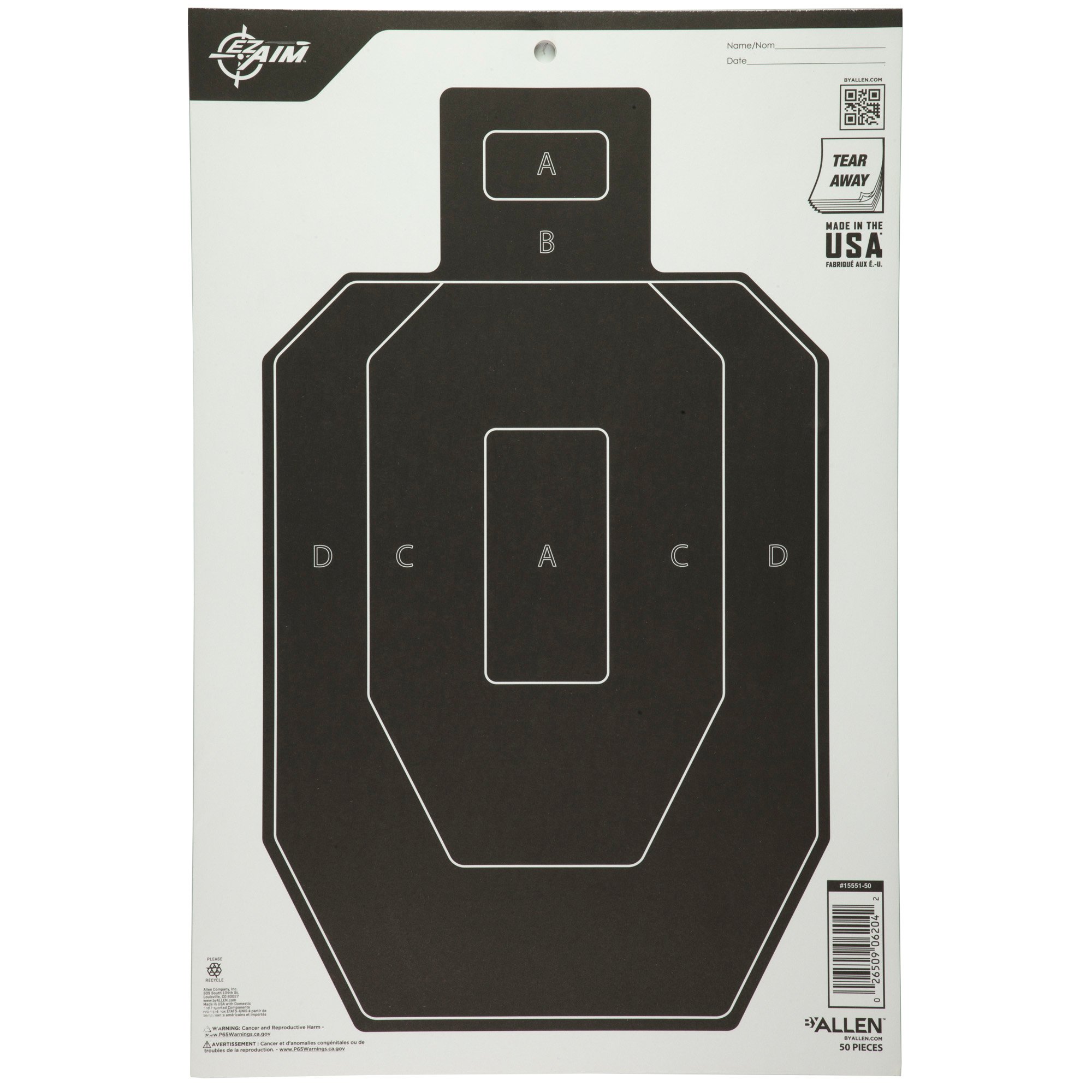 Allen EZ AIM Paper Paper Target, 12" x 18" - 1555150 - Allen