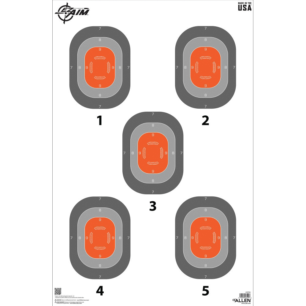EZ Aim 5-Spot Paper Target, Orange/Gray - Ez Aim