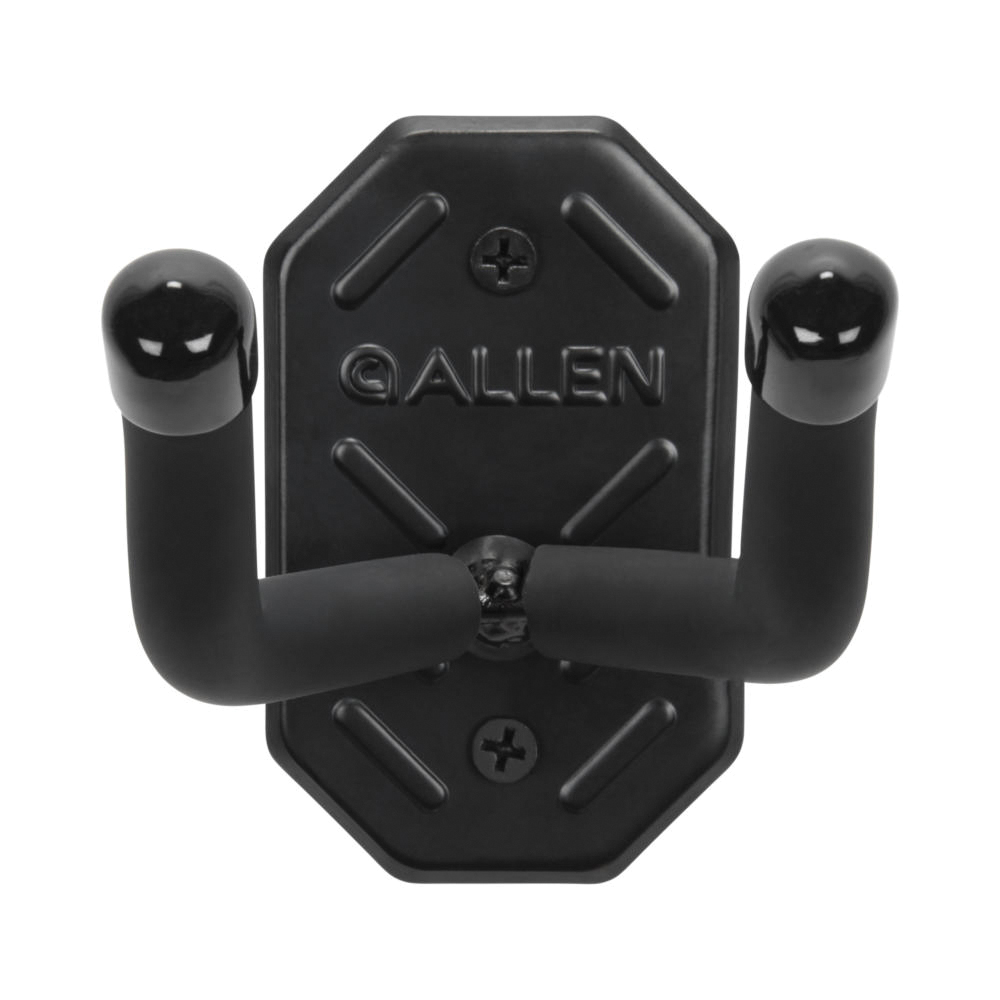 Allen 7" x 4" x 1" Defender Double Hook w/Metal Mounting Plate, Black - Allen
