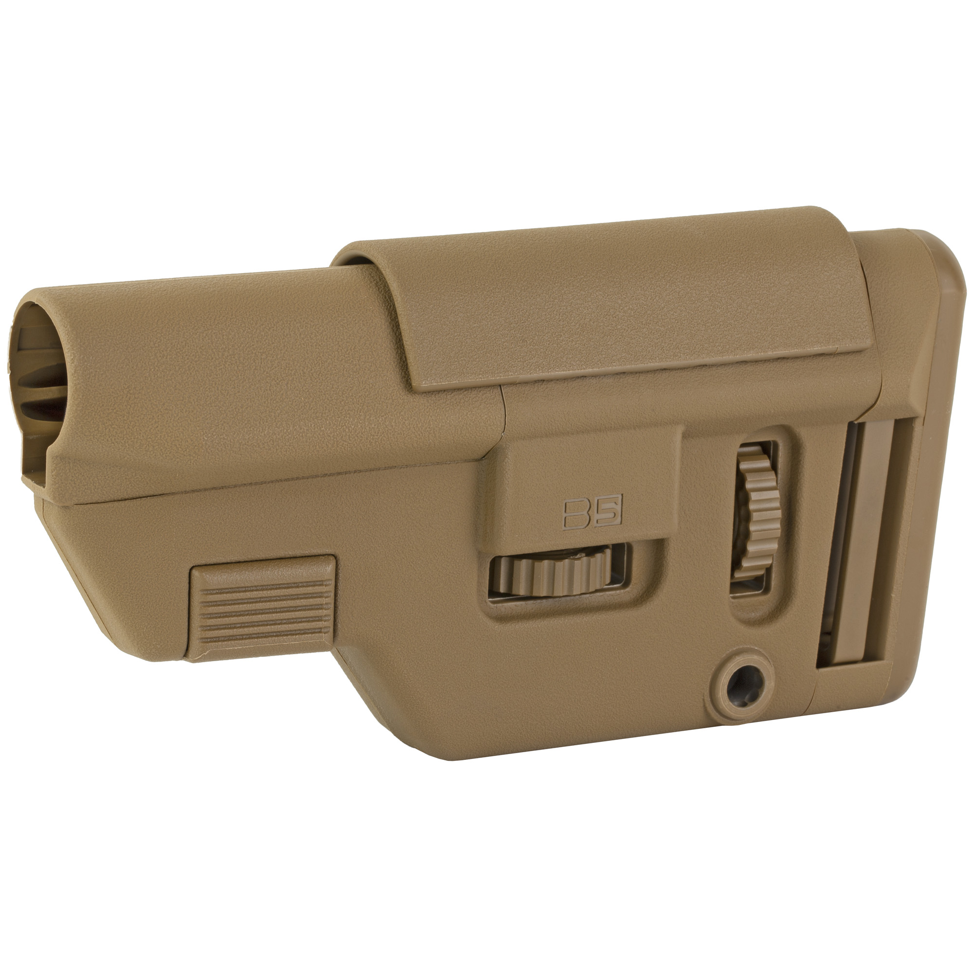 B5 Systems Collapsible Precision Stock, Coyote Brown, Medium Length Cheek Riser - B5 Systems