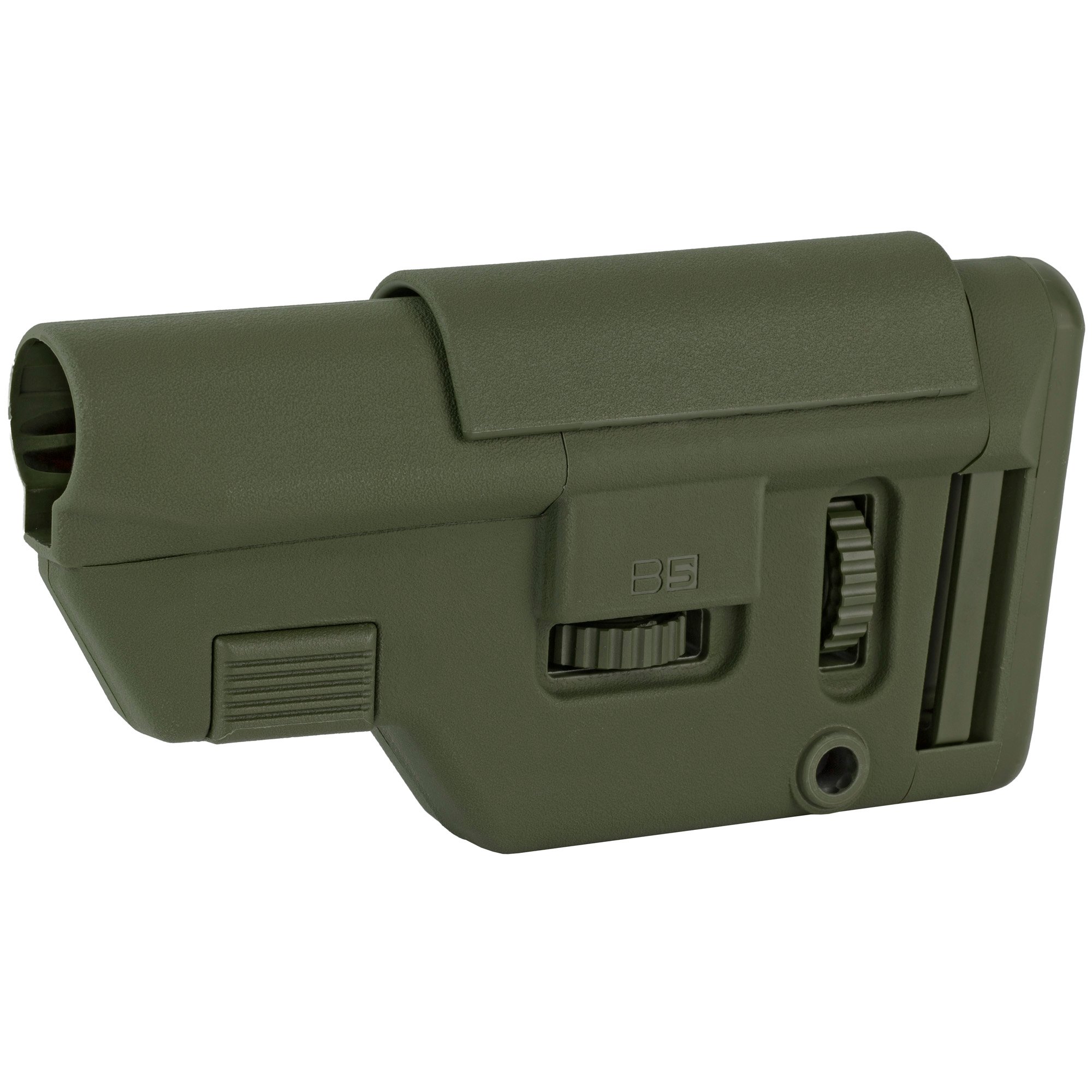B5 Systems Collapsible Precision Stock, OD Green, Medium Length Cheek Riser - B5 Systems