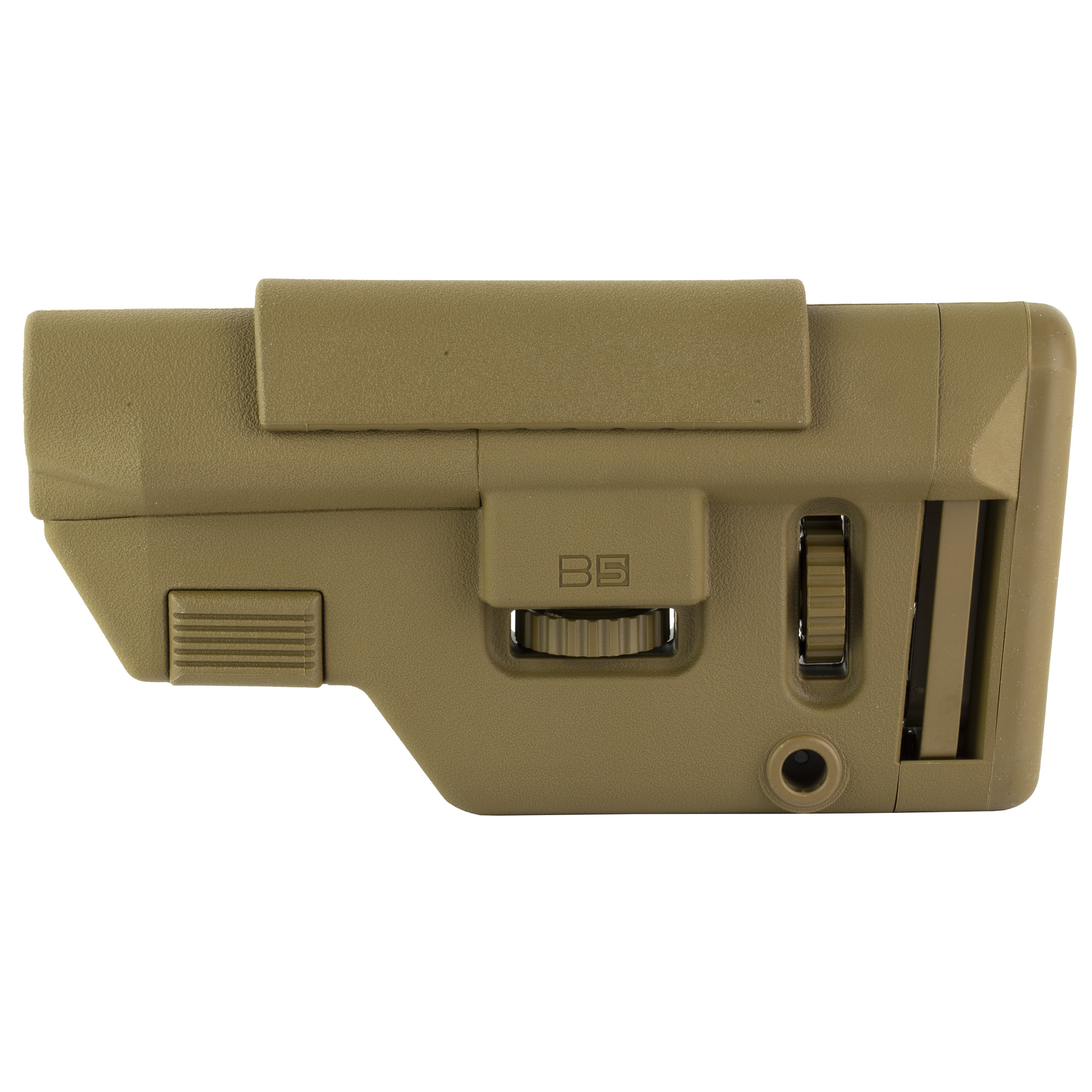 B5 Systems Collapsible Precision Stock, Coyote Brown, Long Length Cheek Riser - B5 Systems