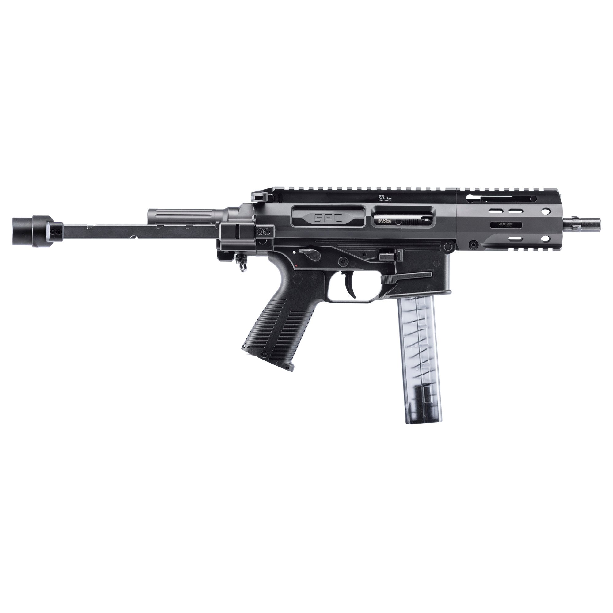 B&T SPC9 9mm Semi-Auto Tactical Pistol, 4.5" Barrel, Black - BT500003PDW - B&T