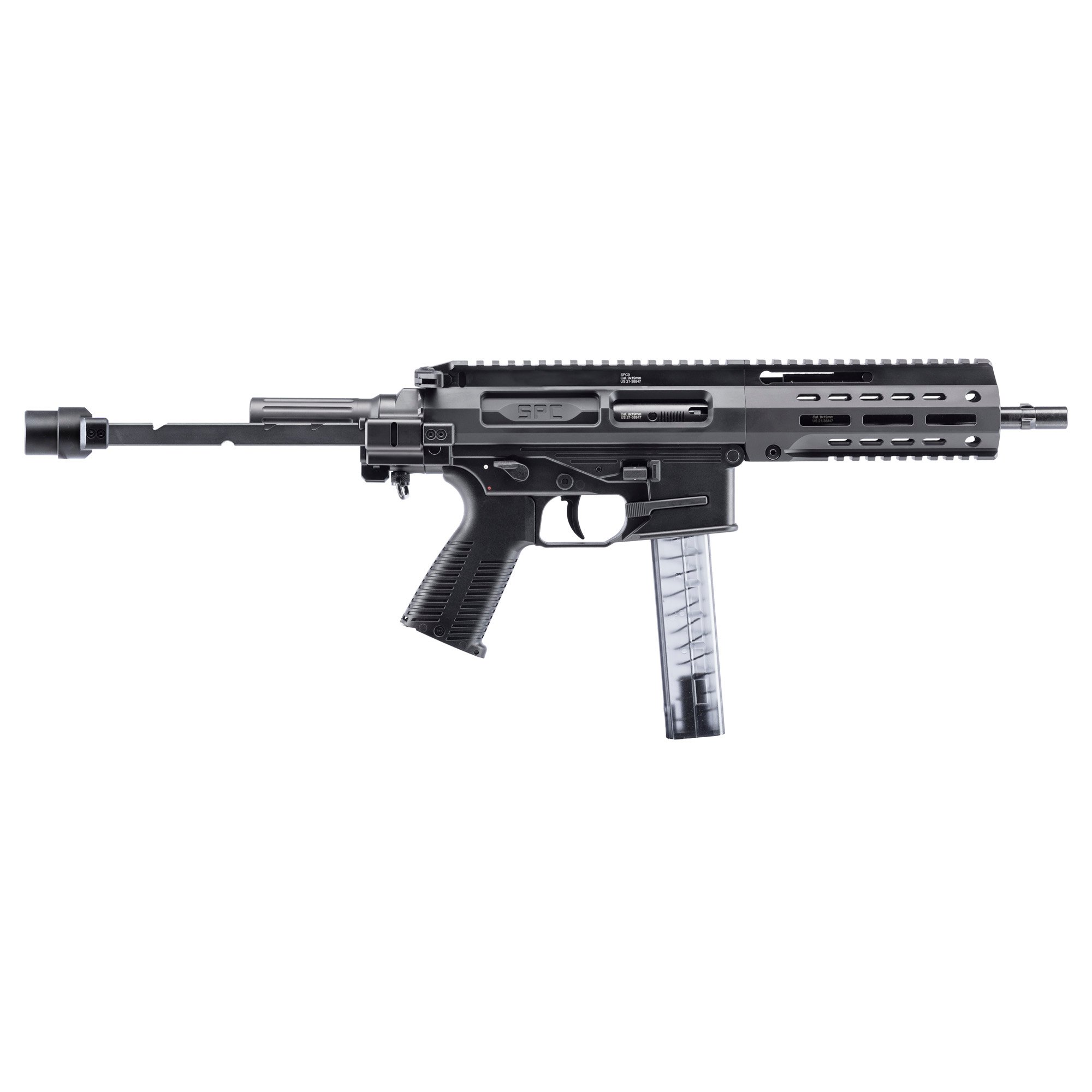 B&T SPC9 9mm Semi-Auto Tactical Pistol, 9" Barrel, Black - BT500003 - B&T