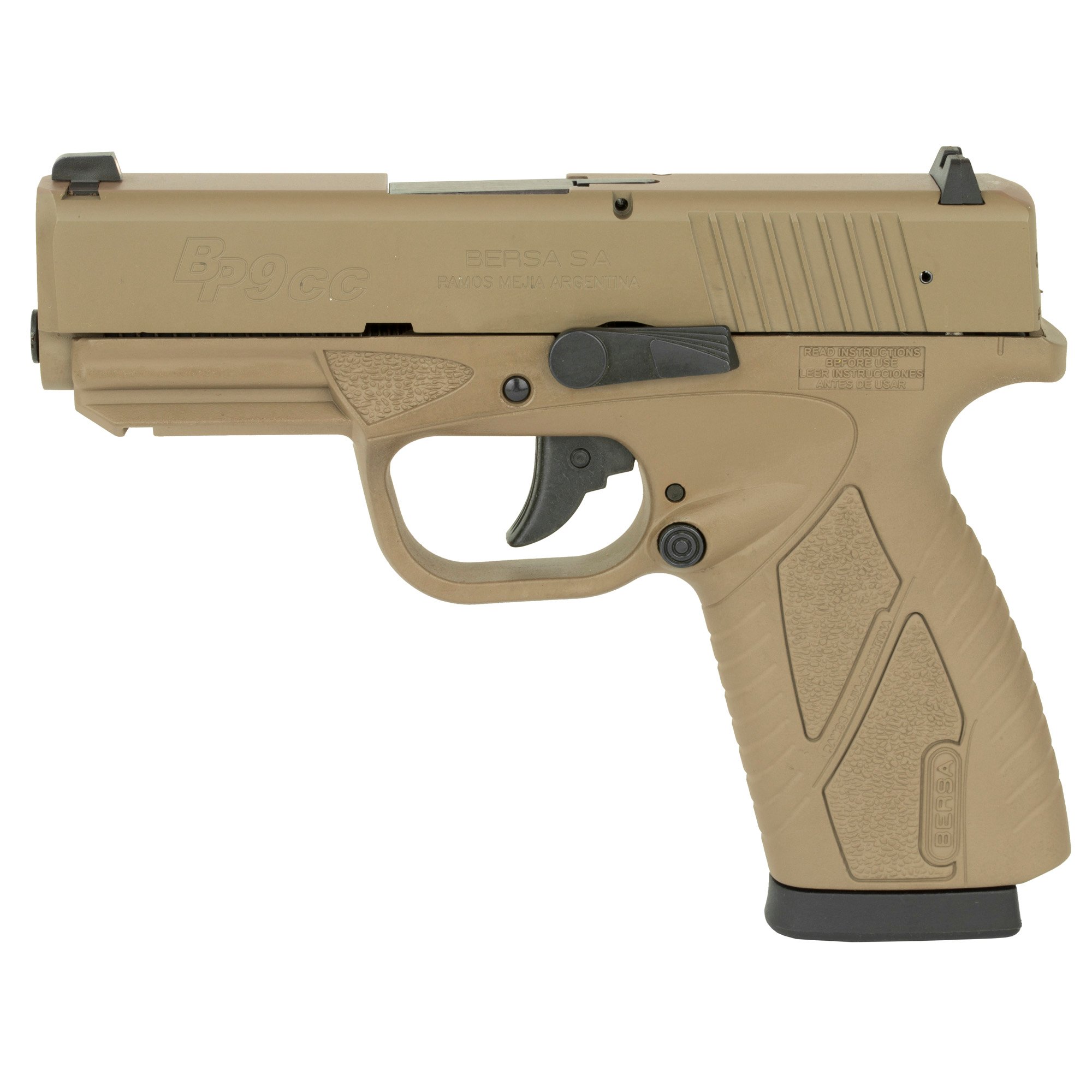 Bersa Conceal Carry 9mm Pistol, 3.3" Barrel, Fixed Sights, Flat Dark Earth - BP9FDECC - Bersa