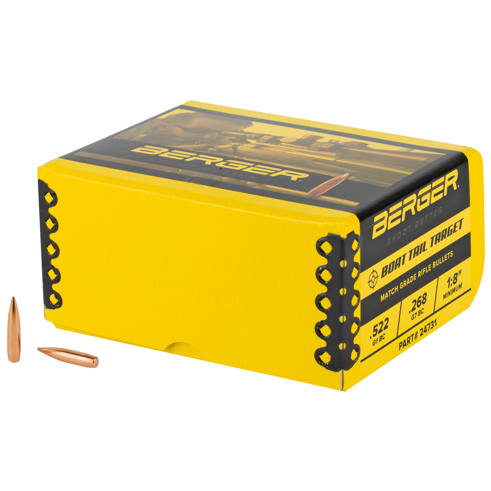 Berger BT Target 243 Winchester 108gr Boat Tail HP Reloading Bullets, 500 Count - 24731 - Berger Bullets