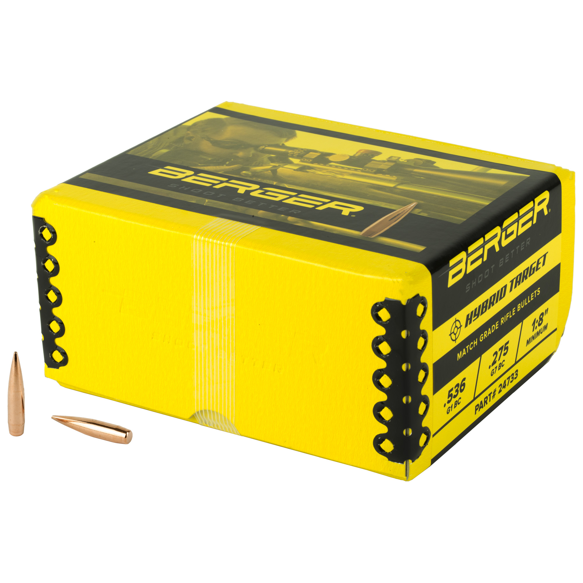 Berger Hybrid Target 243 Winchester 105gr Boat Tail HP Reloading Bullets, 500 Count - 24733 - Berger Bullets