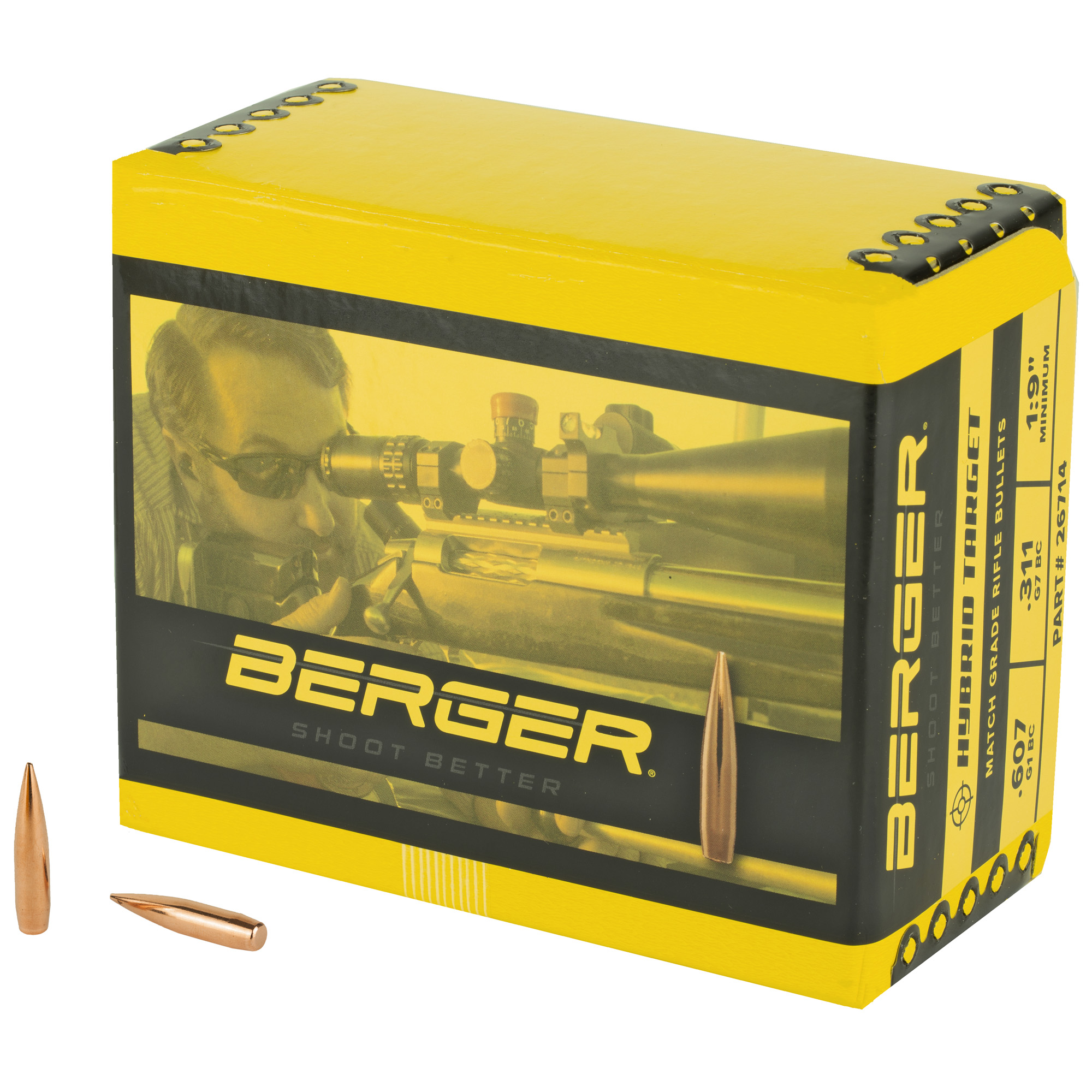 Berger Bullets Hybrid Target, .264 Diameter, 6.5mm, 140gr, Boat Tail Hollow Point, 500 Count - Berger Bullets