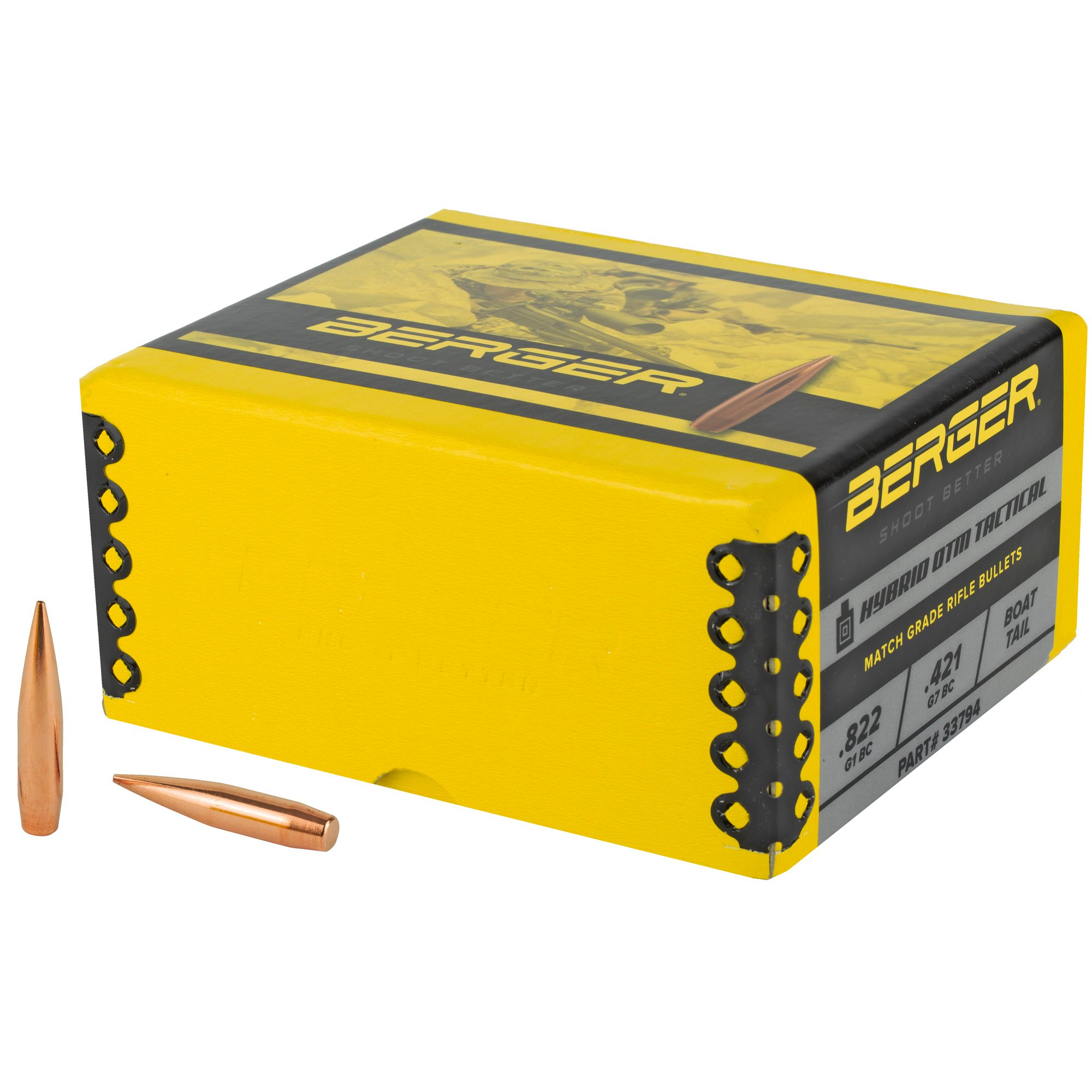 Berger Hybrid OTM Tactical 338 Caliber 300gr HP Boat Tail Reloading Bullets, 250 Count - 33794 - Berger Bullets