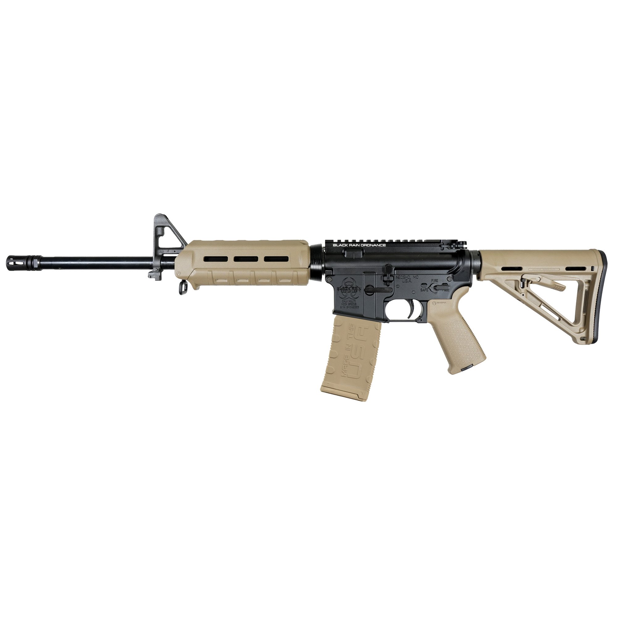 Black Rain Ordnance .223 Remington AR Rifle with 16" Barrel, Black, Flat Dark Earth - BRO21111703 - Black Rain Ordnance