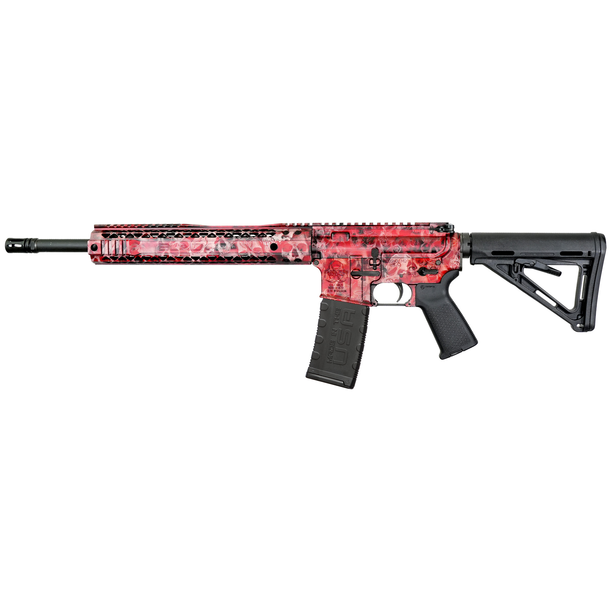 Black Rain Ordnance .223 Remington AR Rifle with 16" Barrel, Black, Red - BROCRYPTRED - Black Rain Ordnance