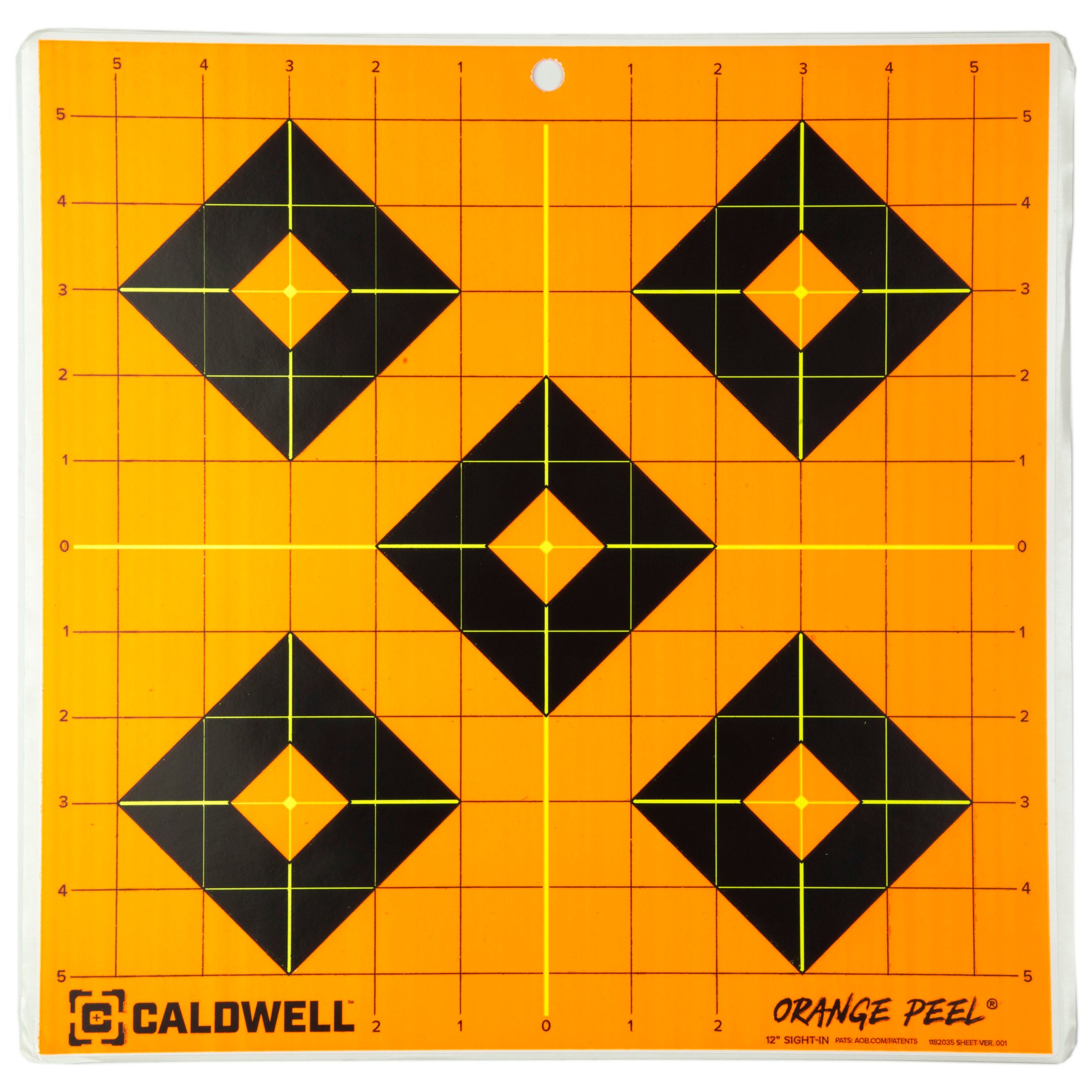 Caldwell Sight-In Target, 12", Orange/Black, 25 Sheets, (5) 5-Packs 1166105 - Caldwell