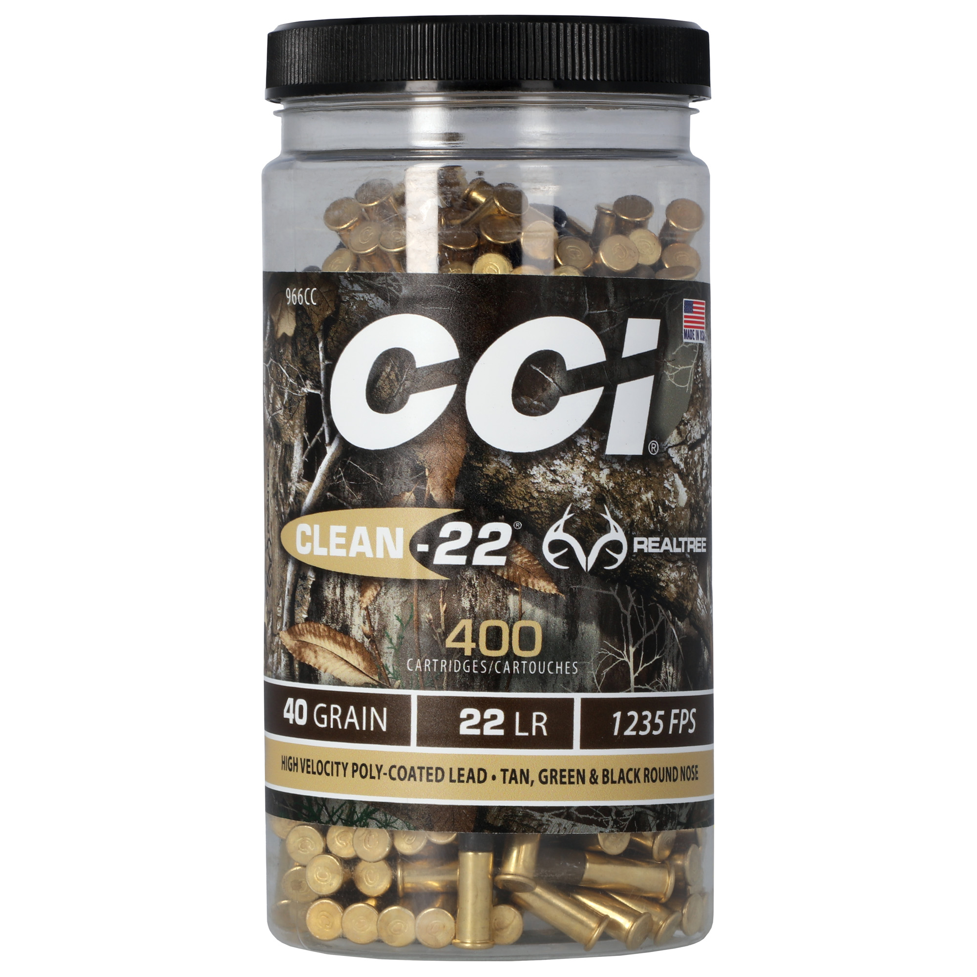 CCI Clean-22 .22LR Ammunition, 400 Rounds Round Nose 40Gr - 966CC - Cci
