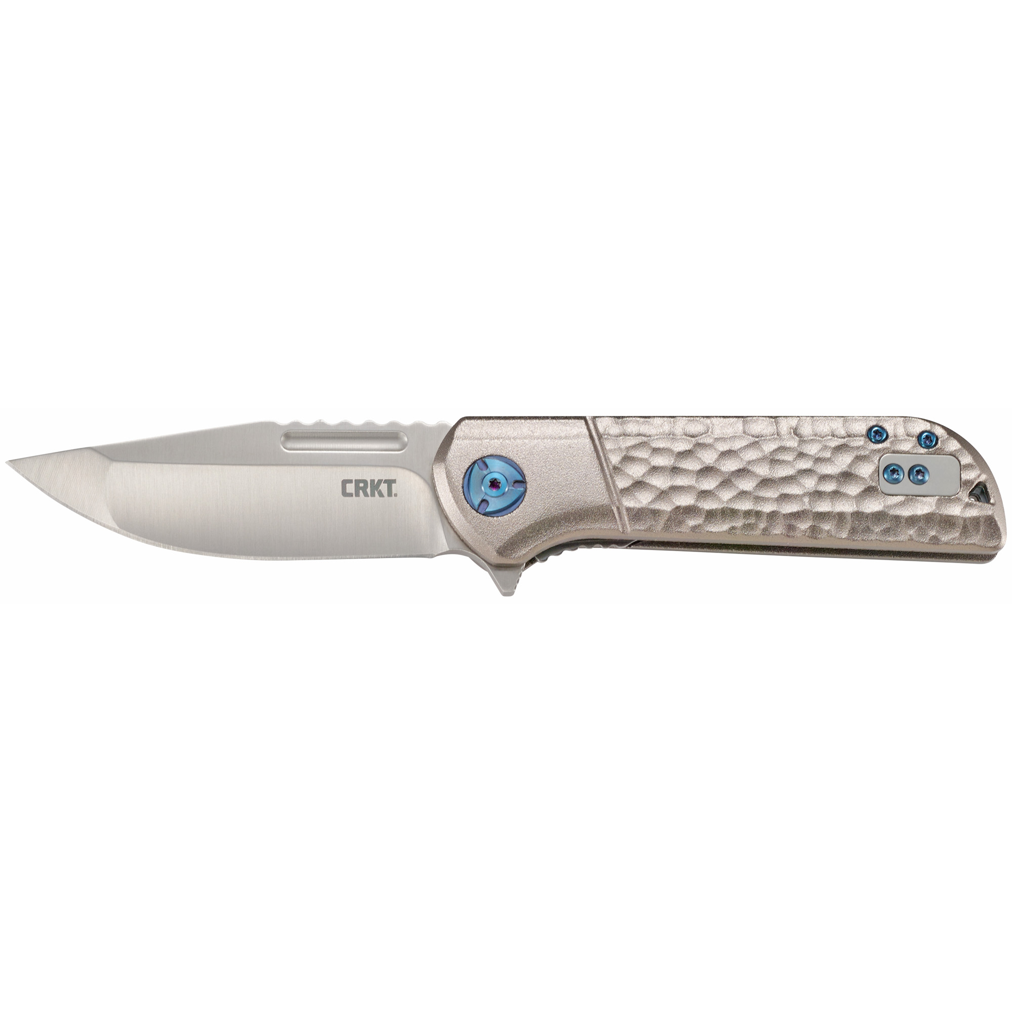 CRKT LANNY Silver Plain Drop Point 3.18" 6525 Satin 8Cr13MoV - Crkt