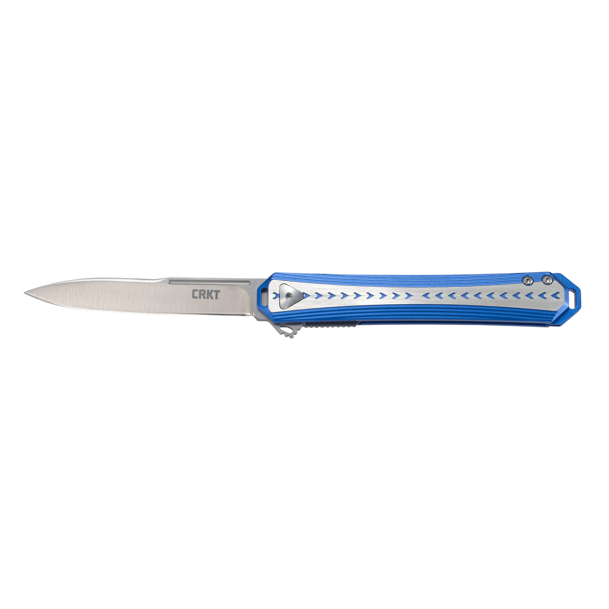 CRKT Stickler Silver Plain 3.38" 6710 Satin Sandvik 12C27 Blue,