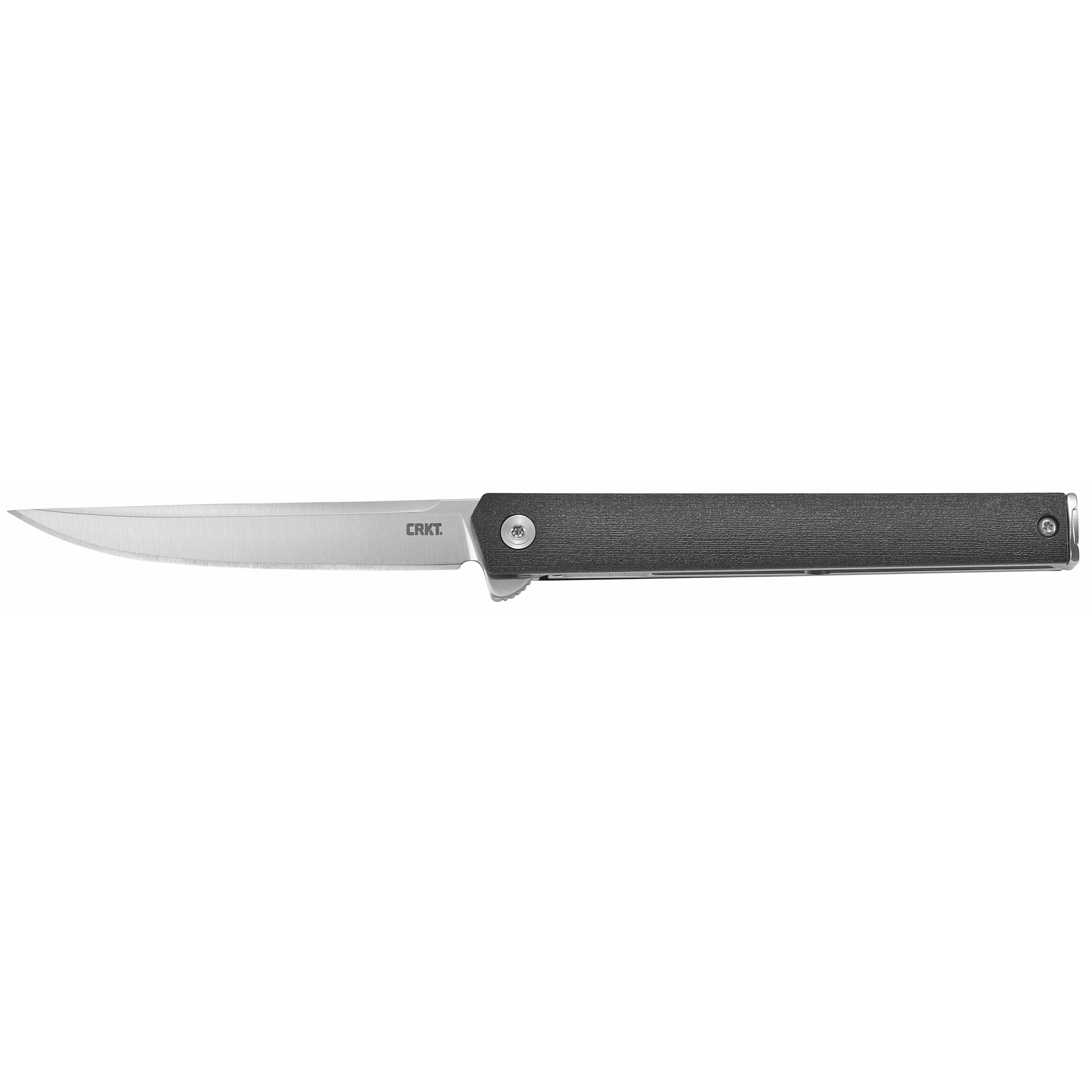 CRKT CEO FLIPPER Silver Plain Straight Back 3.35" 7097 Satin AUS 8 - Crkt