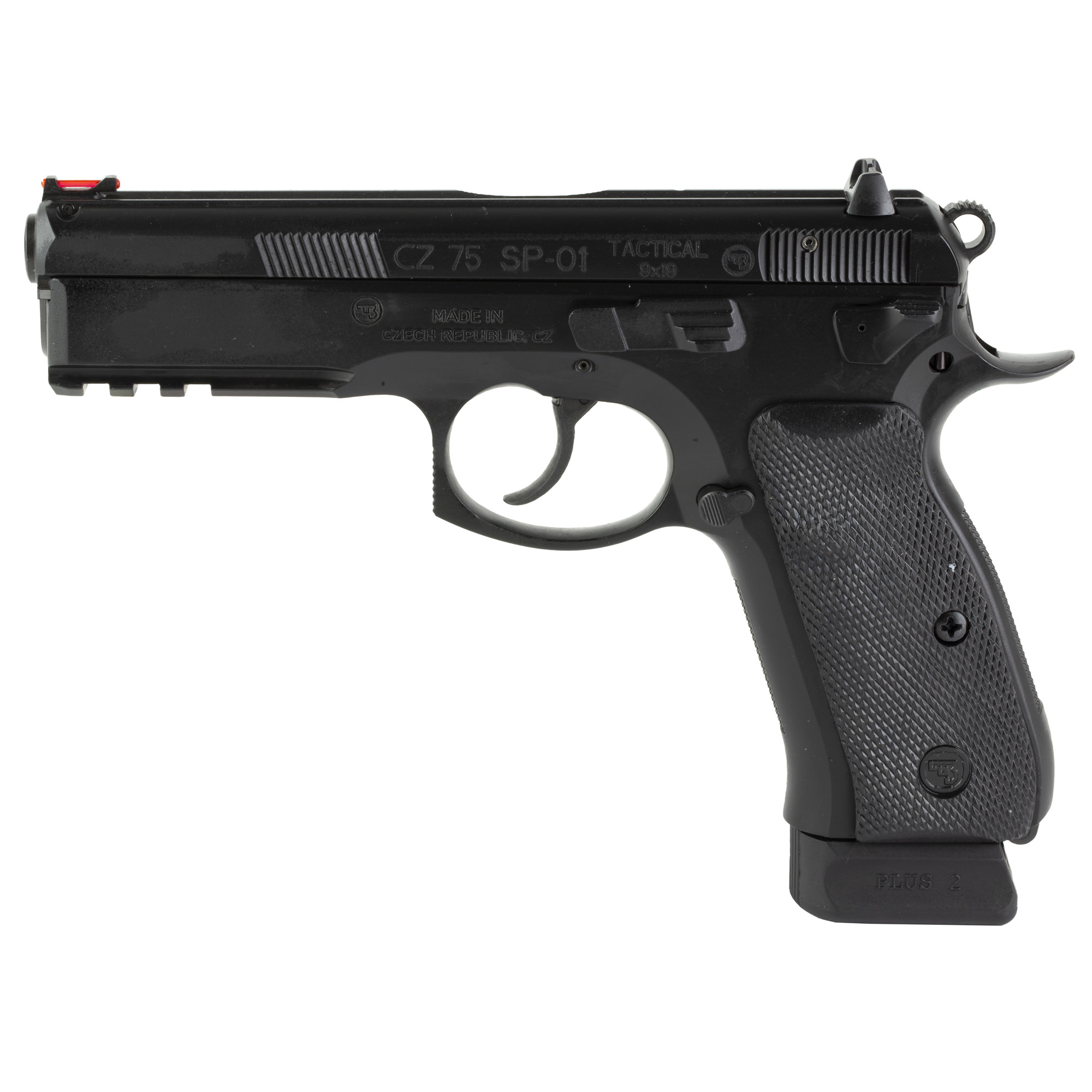 CZ SP-01 9mm Pistol, 4.6" Barrel, Fiber Optic Front Sights, Black - 89153 - Cz