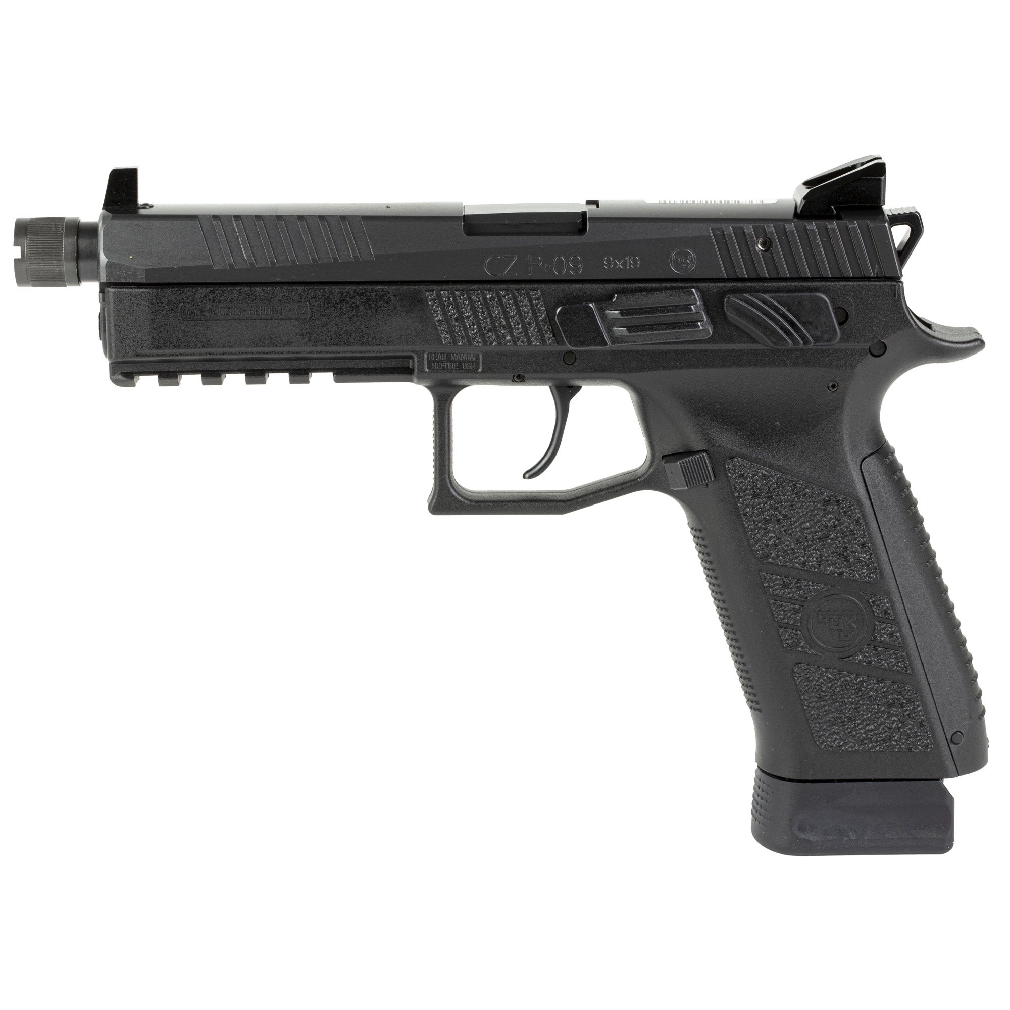 CZ P-09 Suppressor-Ready 9mm Pistol, 5.15" Barrel, Suppressor Sights, Black - 89270 - Cz