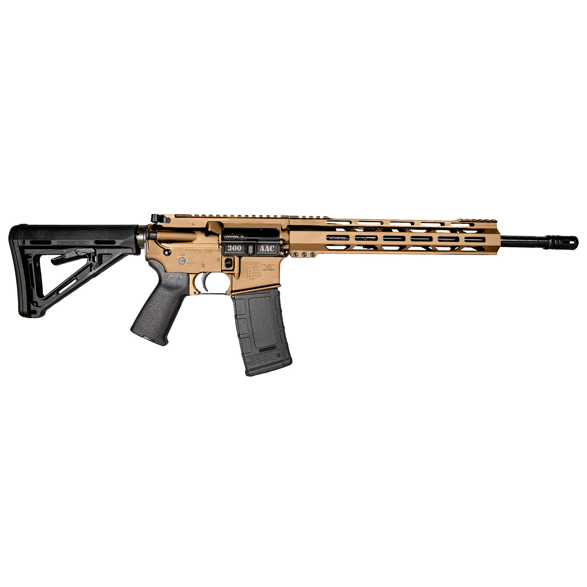 Diamondback DB15 .300 AAC Blackout AR Rifle with 16" Barrel, Burnt Bronze - DB1718B041