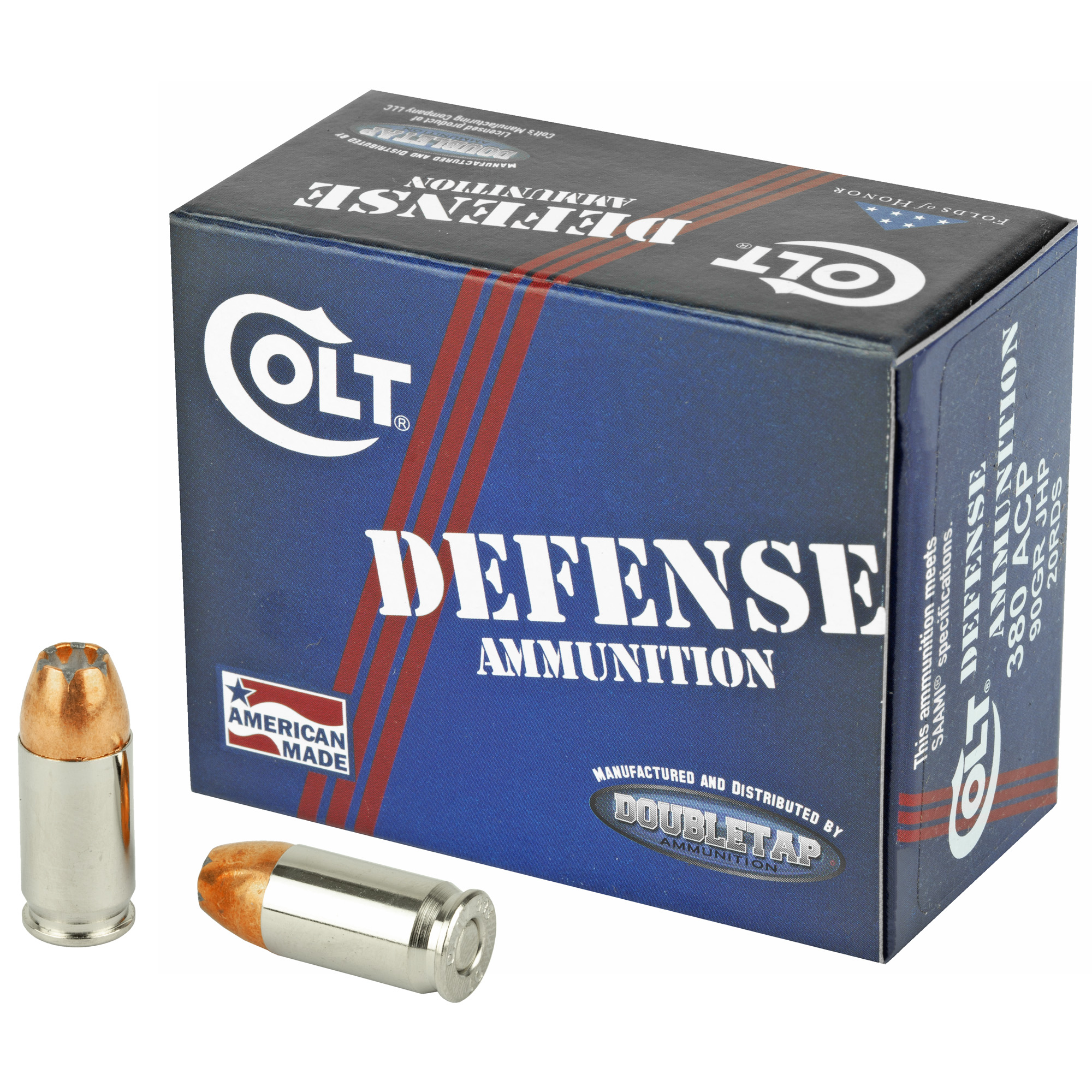 DoubleTap Colt Defense .380 ACP Ammunition, 20 Rounds JHP 90Gr - 380A90CT - Doubletap Ammunition