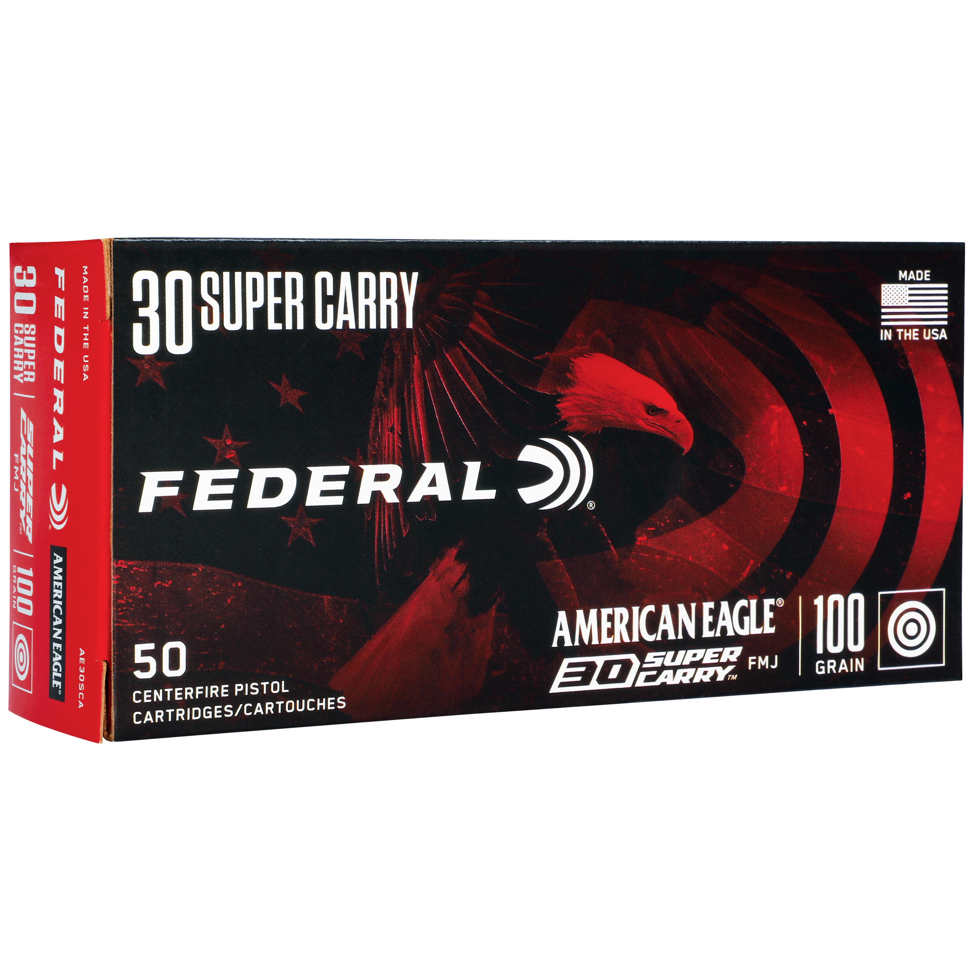 Federal American Eagle .30 Super Carry Ammunition, 50 Rounds FMJ 100Gr - AE30SCA - Federal