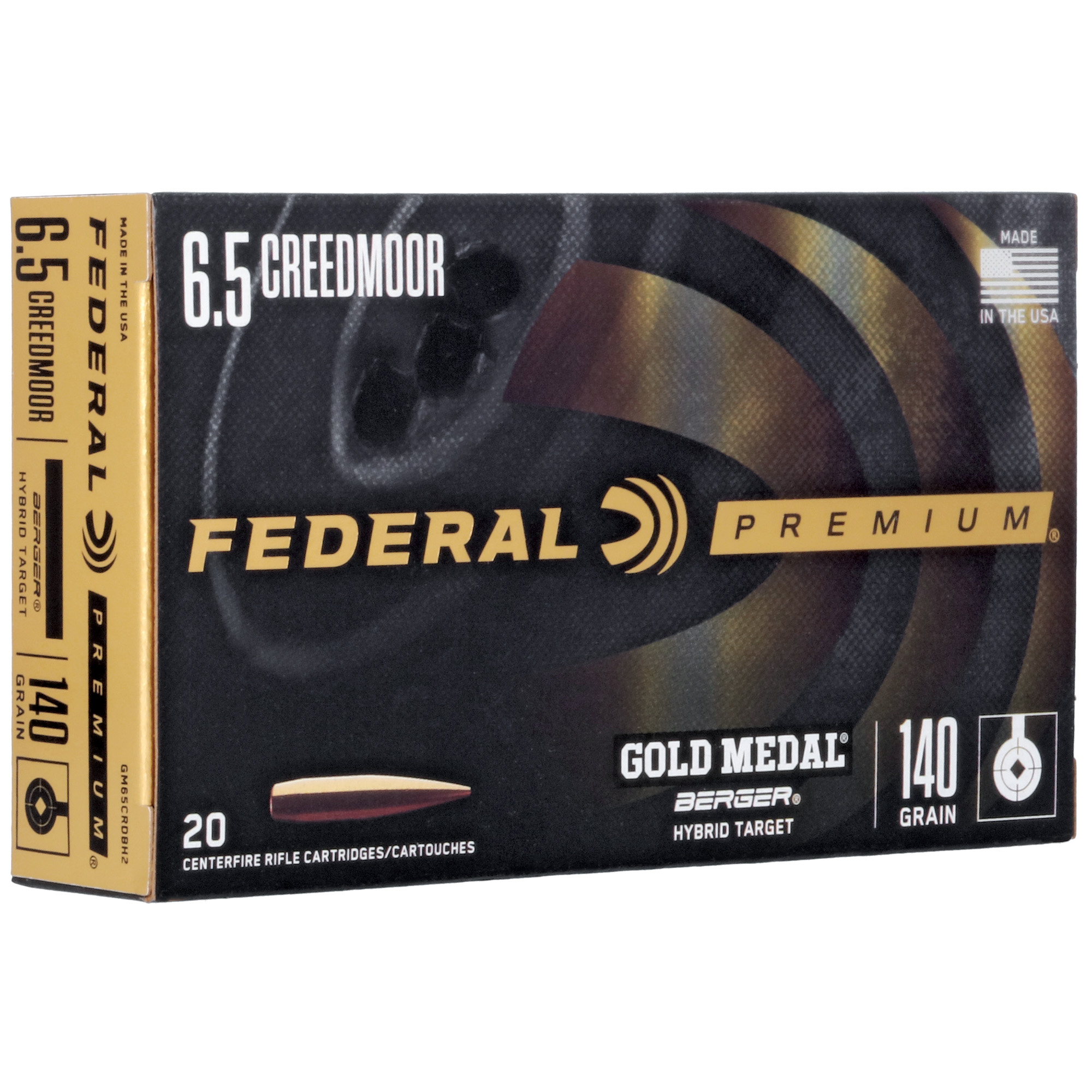 Federal Gold Medal 6.5 Creedmoor Ammunition, 20 Rounds Berger 140Gr - GM65CRDBH2 - Federal