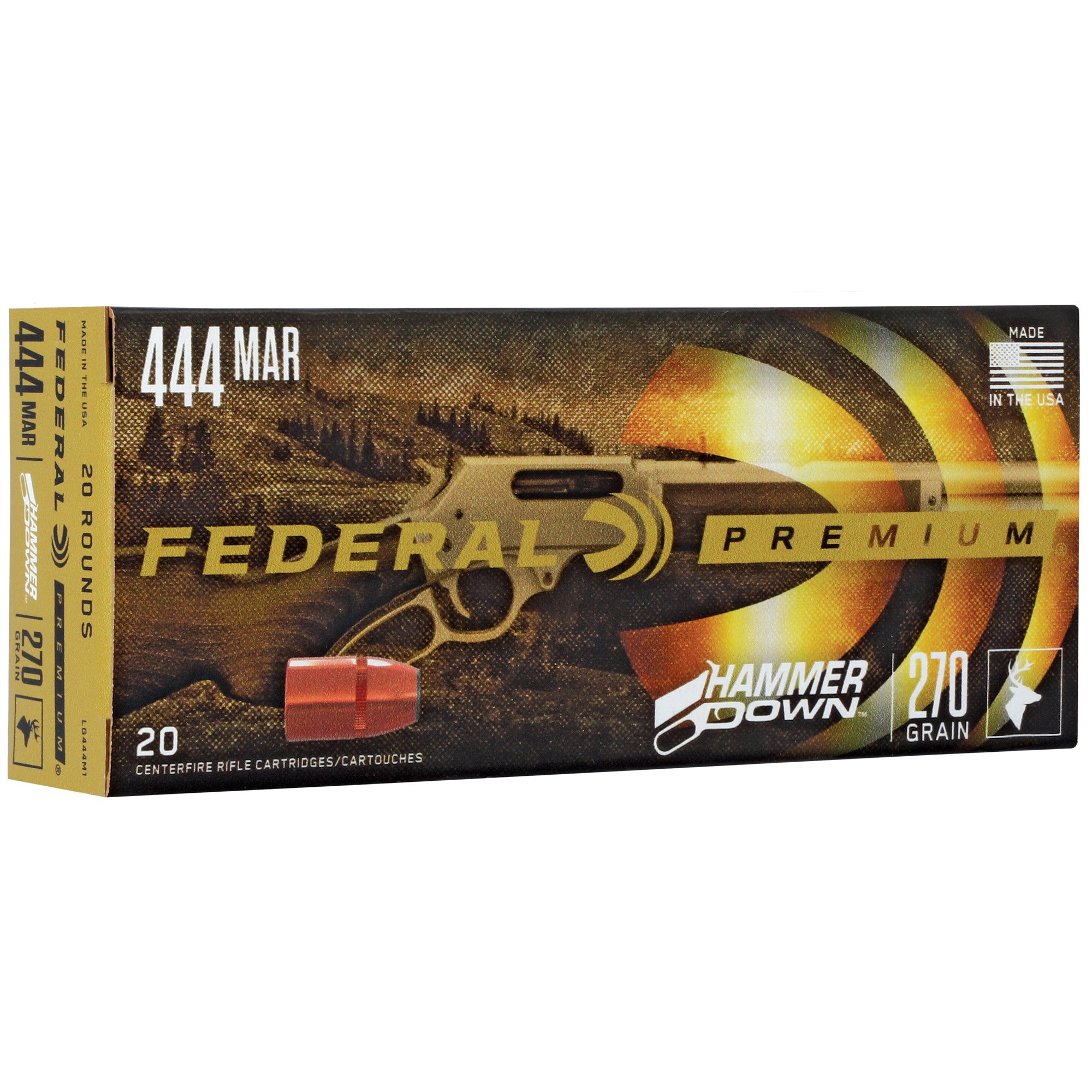 Federal HammerDown .444 Marlin Ammunition, 20 Rounds Soft Point 270Gr - LG444M1 - Federal