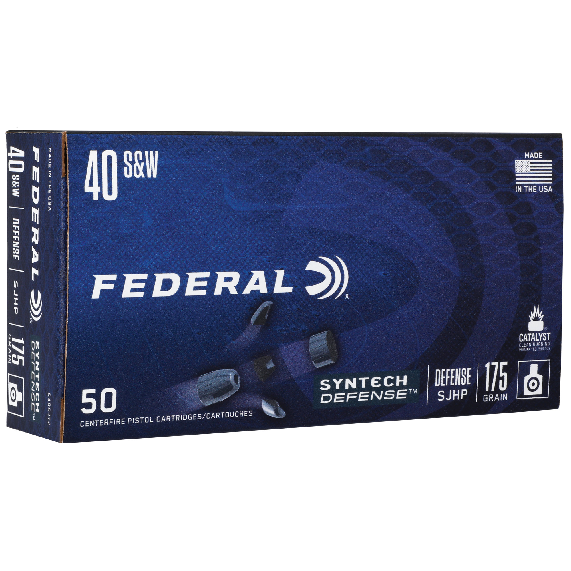 Federal Syntech Defense .40 S&W Ammunition, 50 Rounds JHP 175Gr - S40SJT2
