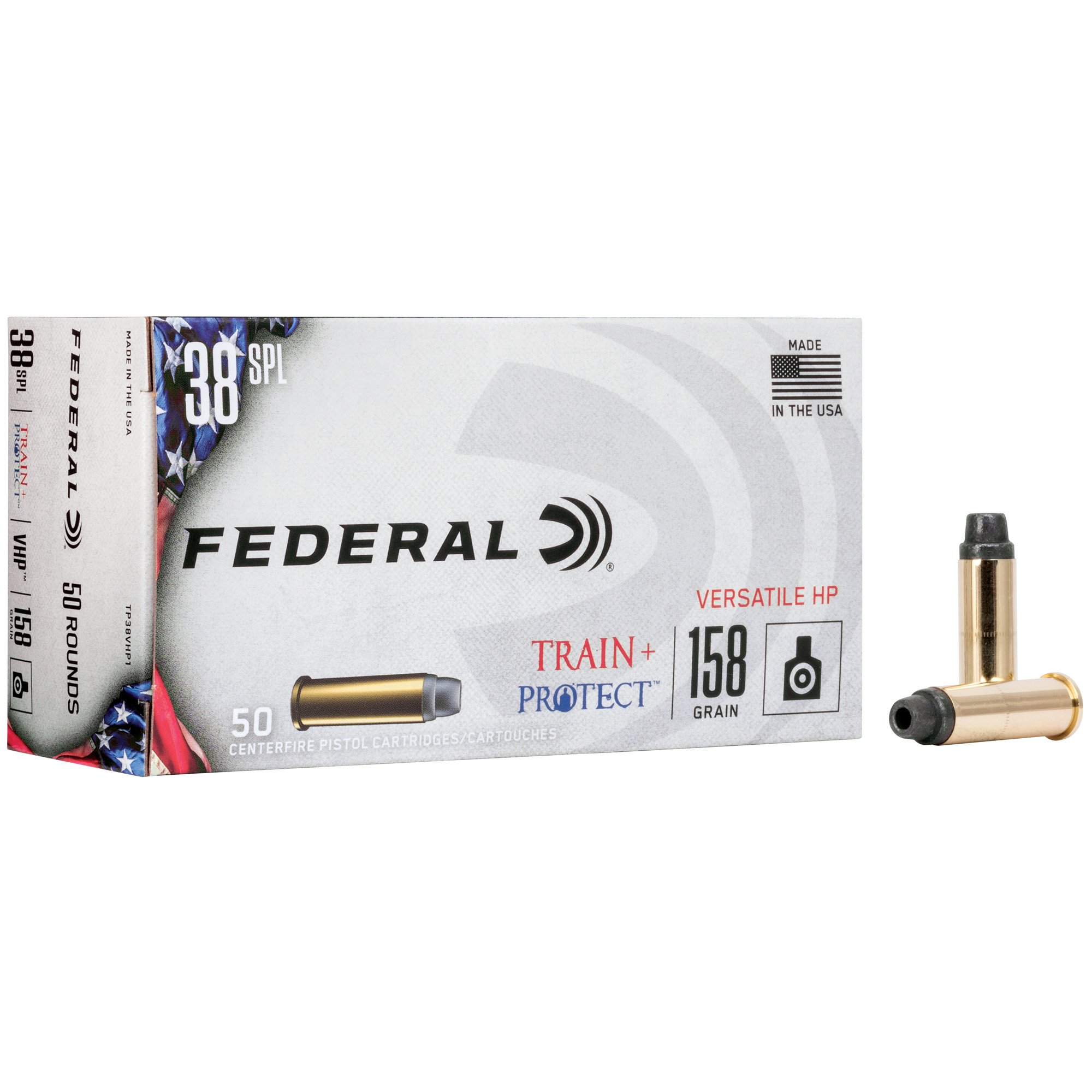 Federal Train & Protect .38 Special Ammunition, 50 Rounds VHP 158Gr - TP38VHP1 - Federal