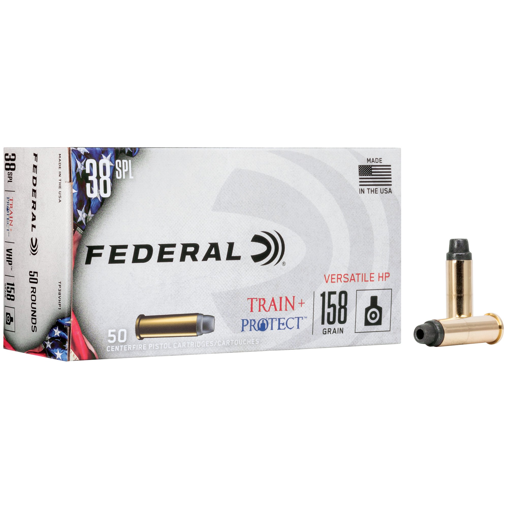 Federal Train & Protect .38 Special Ammunition, 50 Rounds VHP 158Gr - TP38VHP1