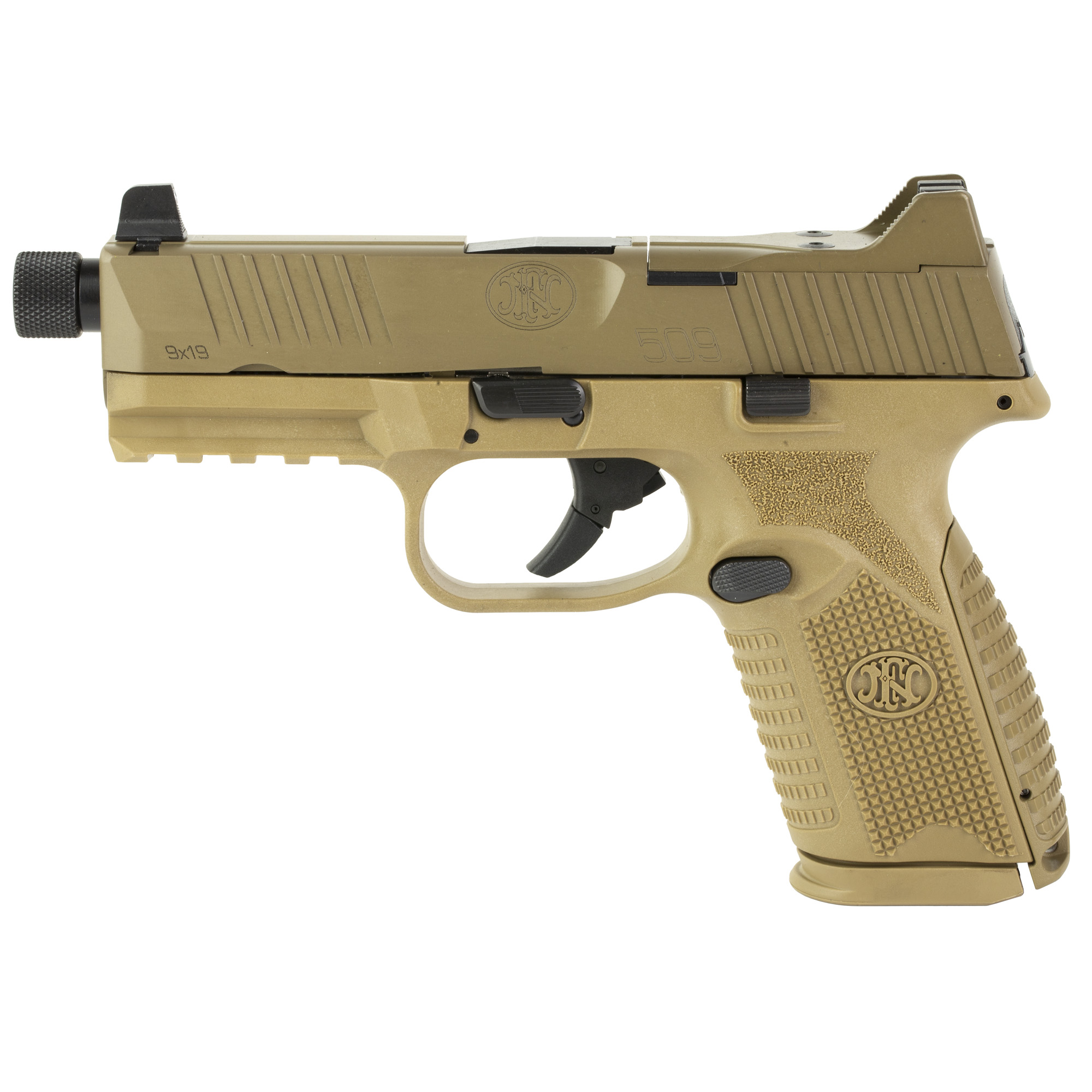 FN FN509M 9mm Pistol, 4.5" Barrel, Suppressor Sights, Flat Dark Earth - 66100746 - Fnh