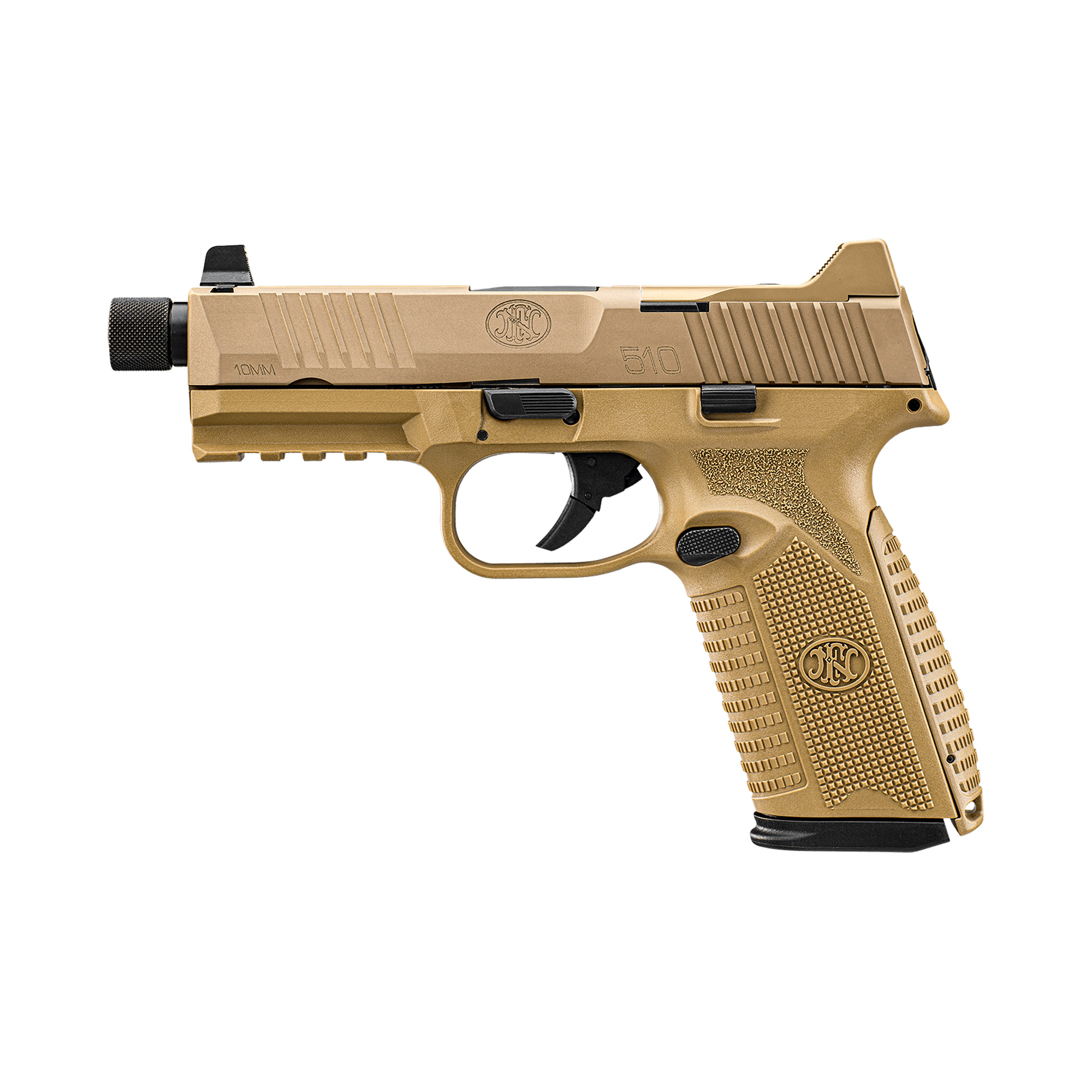 FN FN 510T 10mm Pistol, 4.71" Barrel, Night Sights, Flat Dark Earth - 66101378 - Fnh