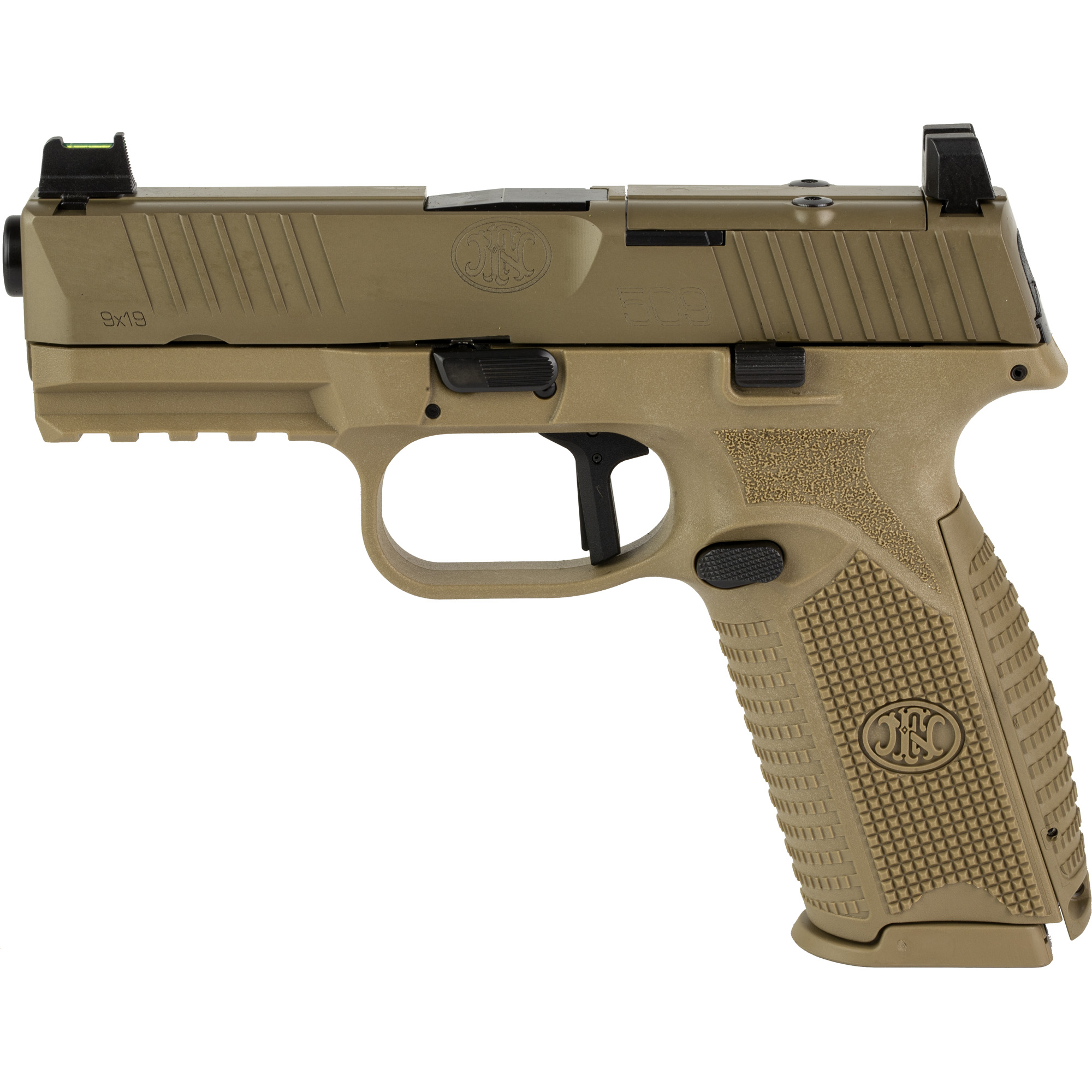 FN 509 MRD 9mm Pistol, 4" Barrel, Suppressor Sights, Flat Dark Earth - 66101654 - Fnh