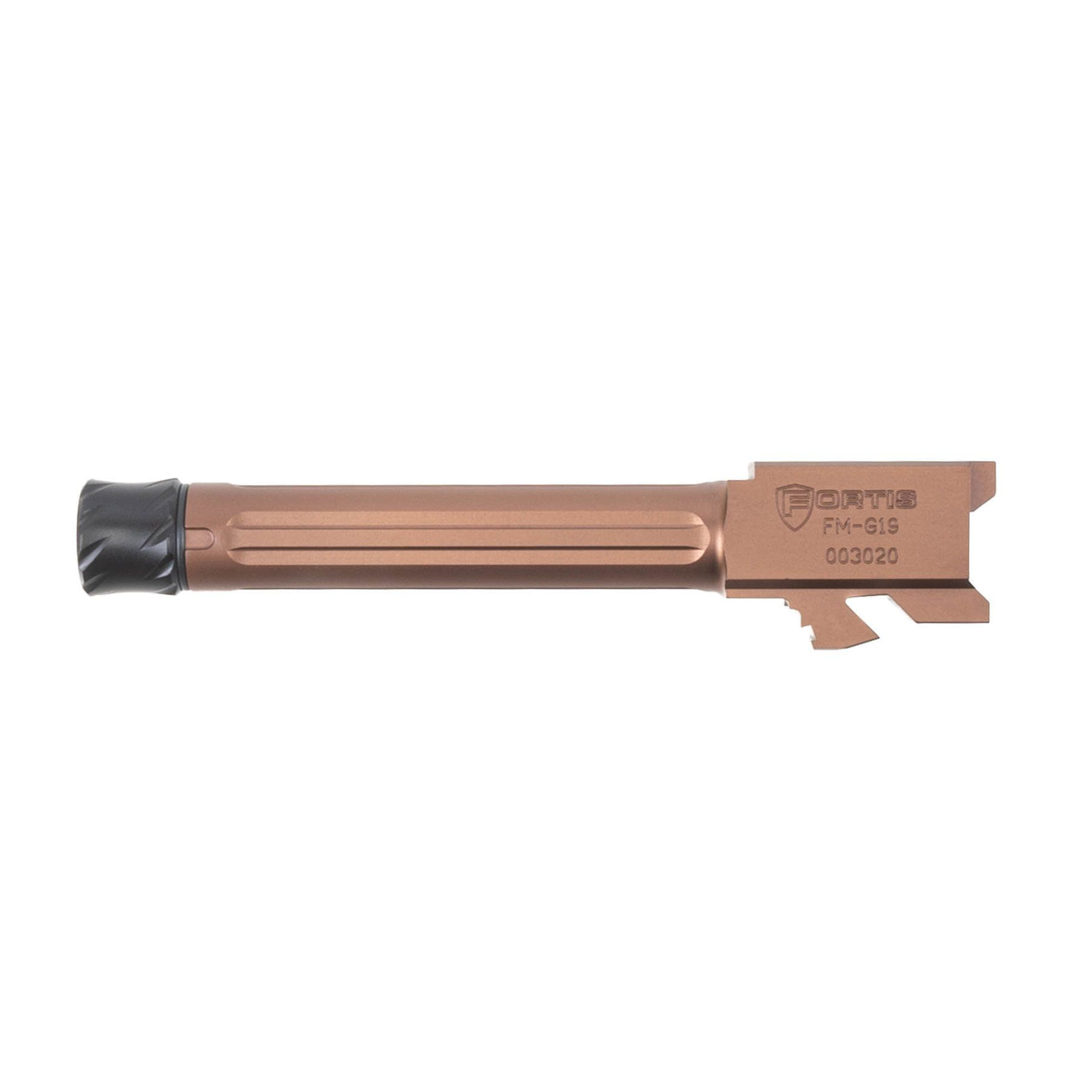 Fortis Match Grade Barrel Threaded Fluted Barrel 9mm 4" for Glock 19 - FMG19TBCPPR - Fortis Manufacturing