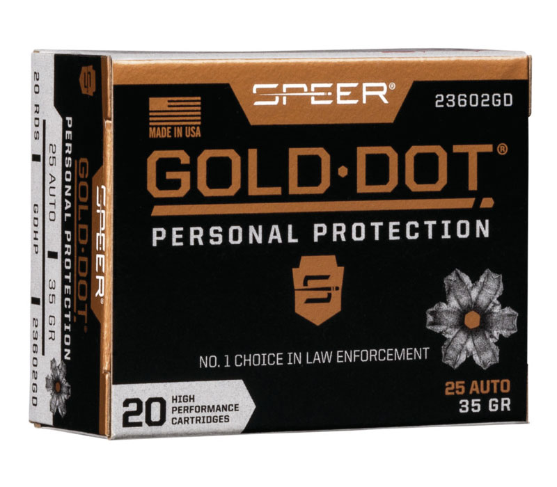 Speer Gold Dot Personal Protection .25 ACP 35 gr GDHP 20 Rounds Ammunition - 23602GD - Speer
