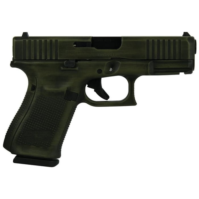 Glock G19 Gen5 Custom Distressed Bazooka Green Compact 9mm 4.02" 15rds, Bazooka Green - Glock