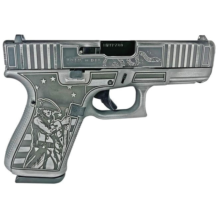 Glock G19 Gen5 Custom Patriot Gray Live or Die Compact 9mm 4.02" 15rds, Patriot Gray - Glock