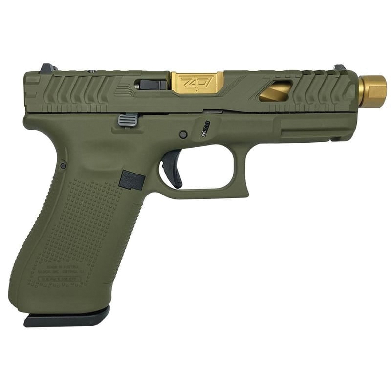 Glock G45 Gen5 Custom OD Green/Gold Compact Crossover 9mm 4.60" 17rds, OD Green - Glock