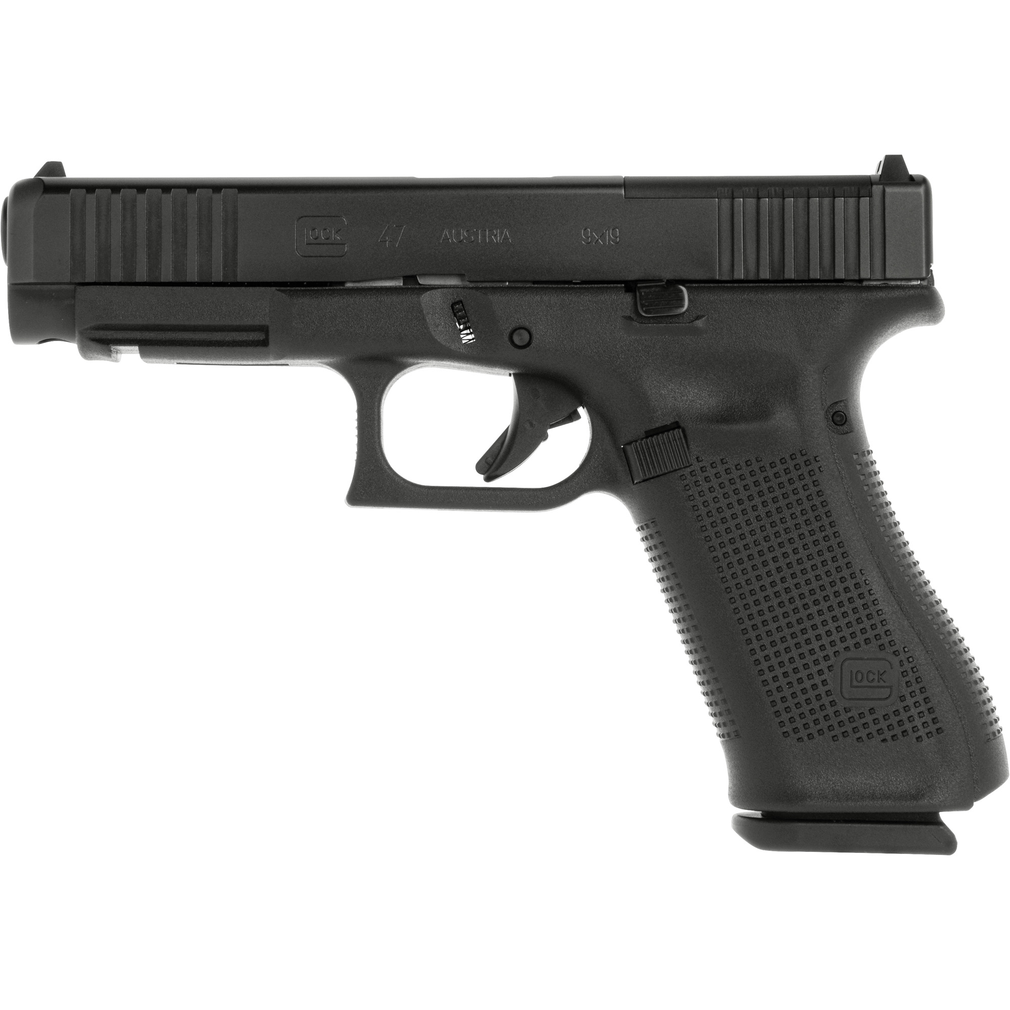 Glock 47 M.O.S. 9mm Pistol, 4.49" Barrel, Fixed Sights, Black - PA475S201MOS - Glock