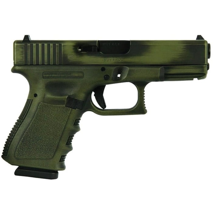 Glock G19 Gen3 Custom Bazooka Green Distressed Compact 9mm 4.02" 15rds, Bazooka Green - Glock