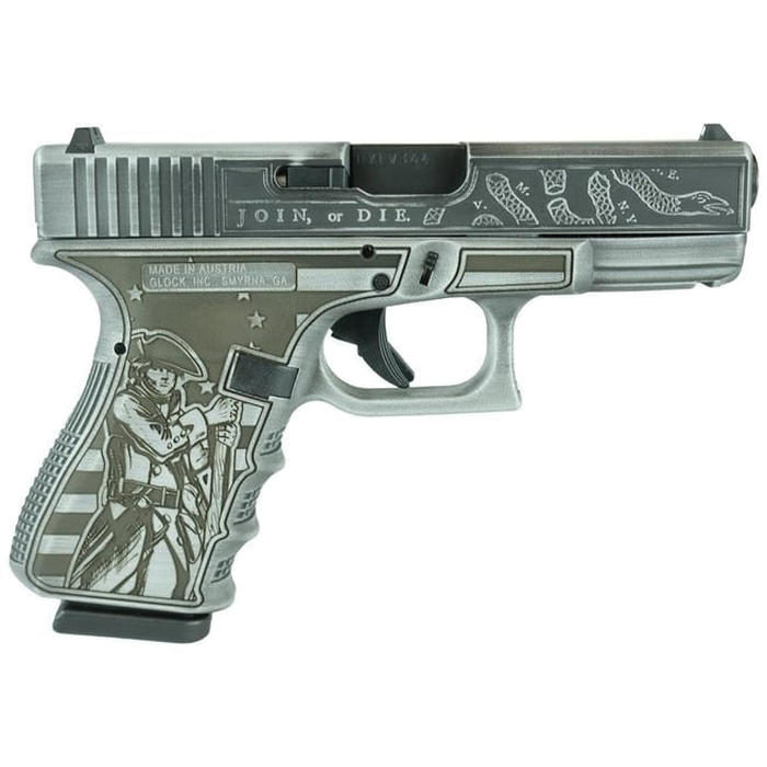 Glock G19 Gen3 Custom Live or Die Patriot Gray Compact 9mm 4.02" 15rds, Patriot Gray - Glock