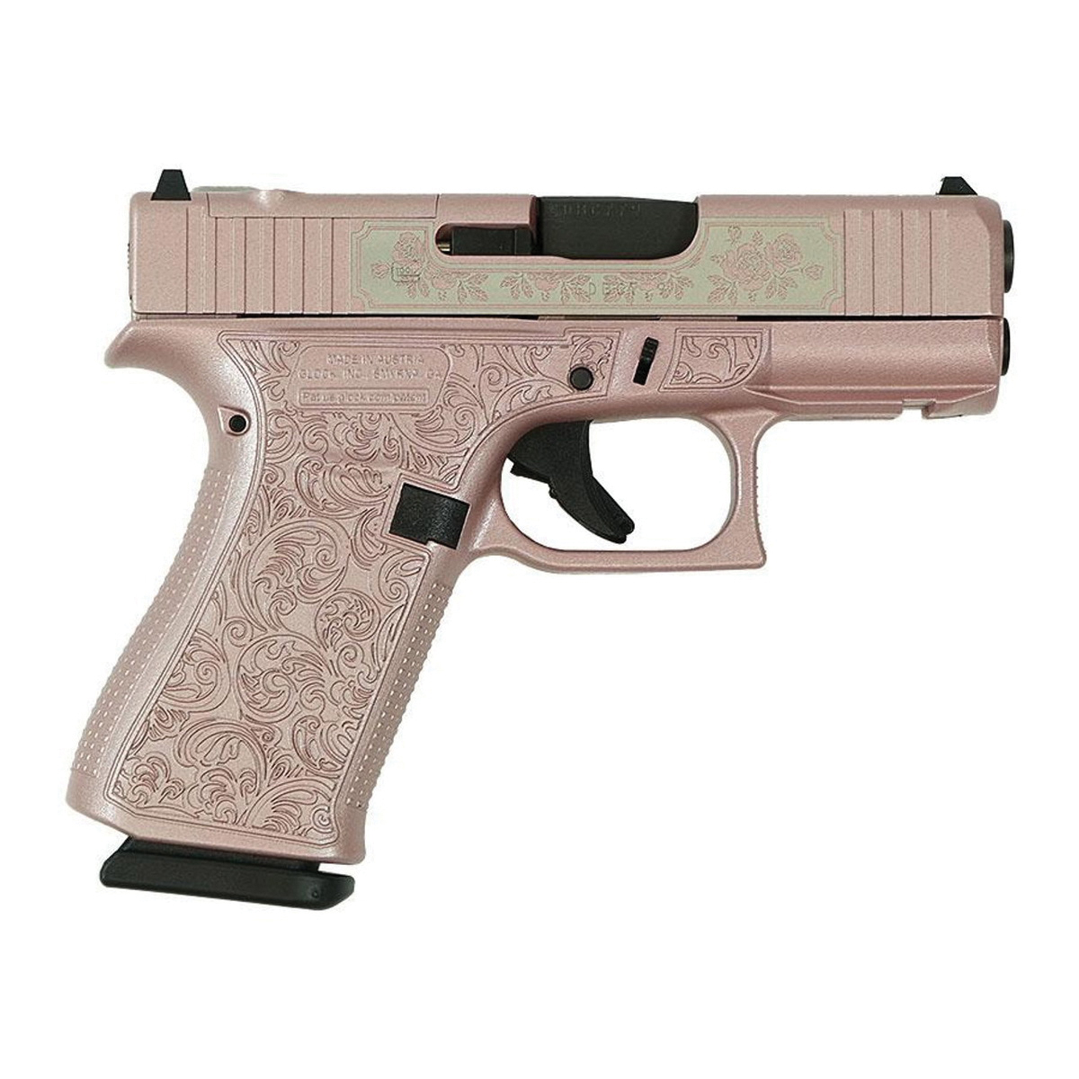 Glock G43X MOS Glock & Roses Subcompact 9mm 3.41" 10rds, Rose Gold - Glock