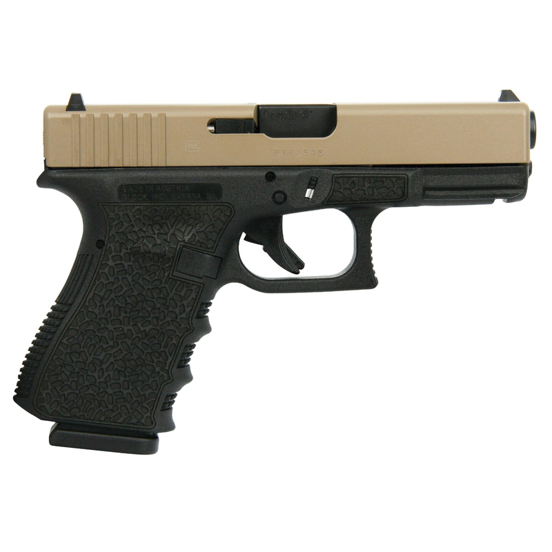Glock G19 Gen3 Custom FDE/Cobblestone Stippled Compact 9mm 4.02" 15rds, Black - Glock