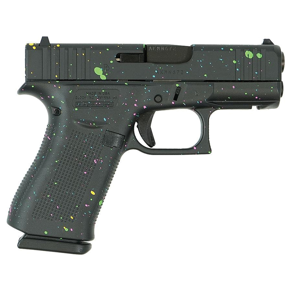 Glock G43X Multi-Color Paint Splatter Subcompact 9mm 3.41" 10rds, Black - Glock
