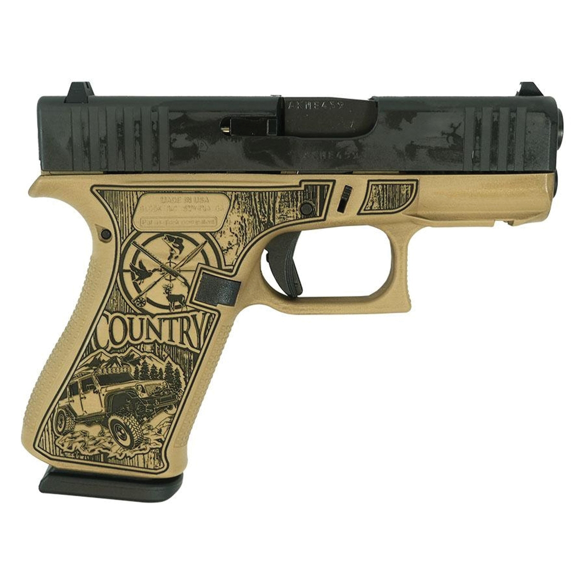 Glock G43X Custom Country Subcompact 9mm 3.41" 10rds, Sand - Glock