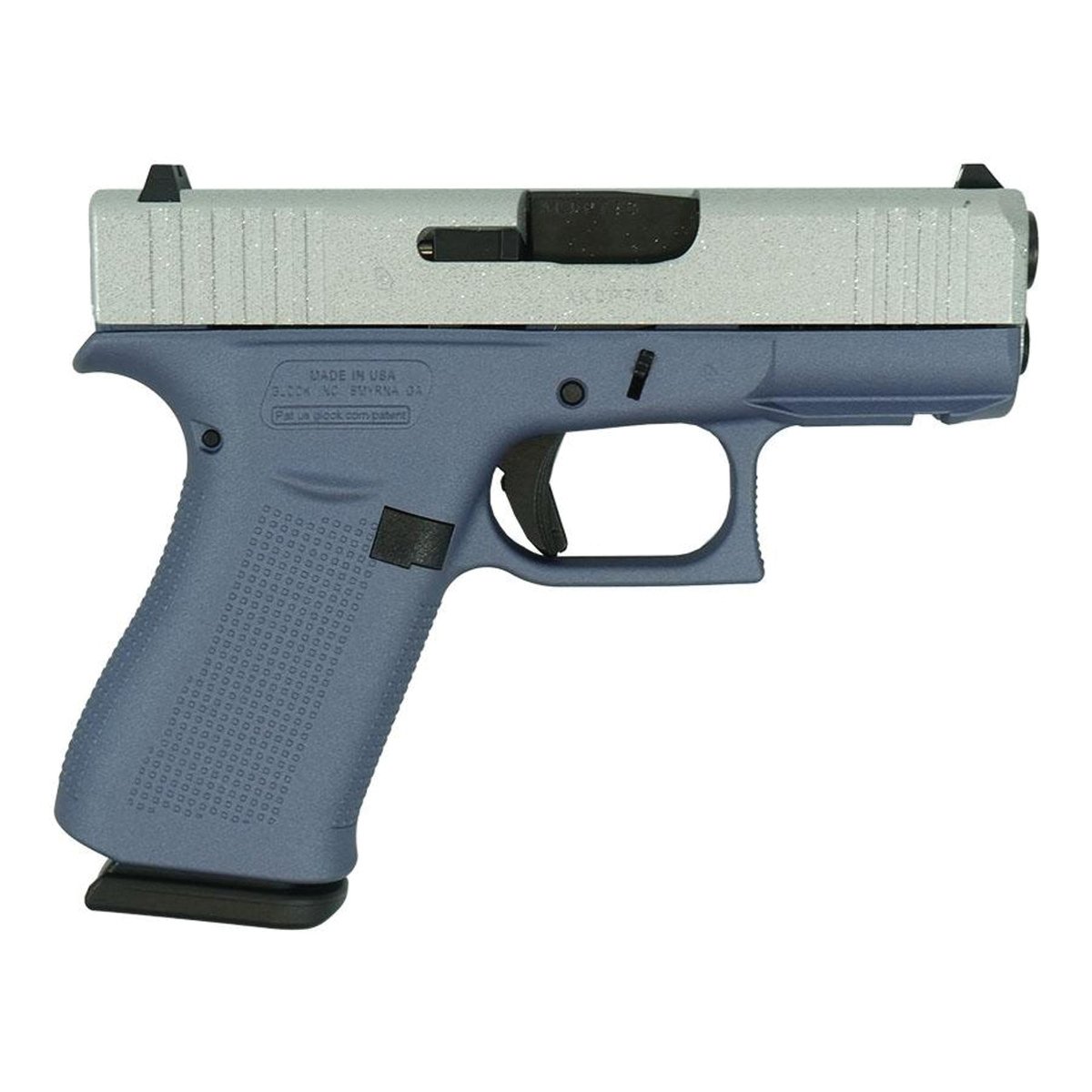 Glock G43X Crushed Silver Glitter/Orchid Purple Subcompact 9mm 3.41" 10rds, Orchid Purple